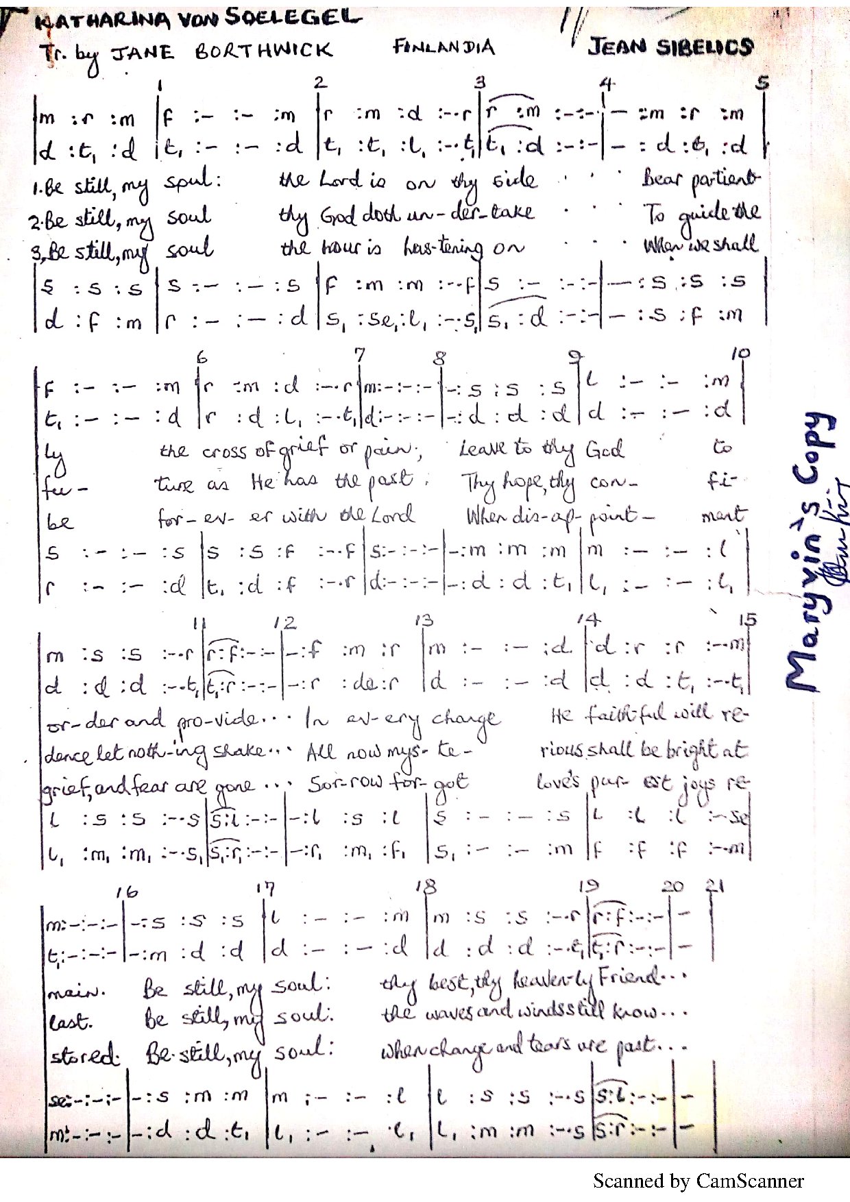 Be Still, My Soul - Download Choir Script PDF