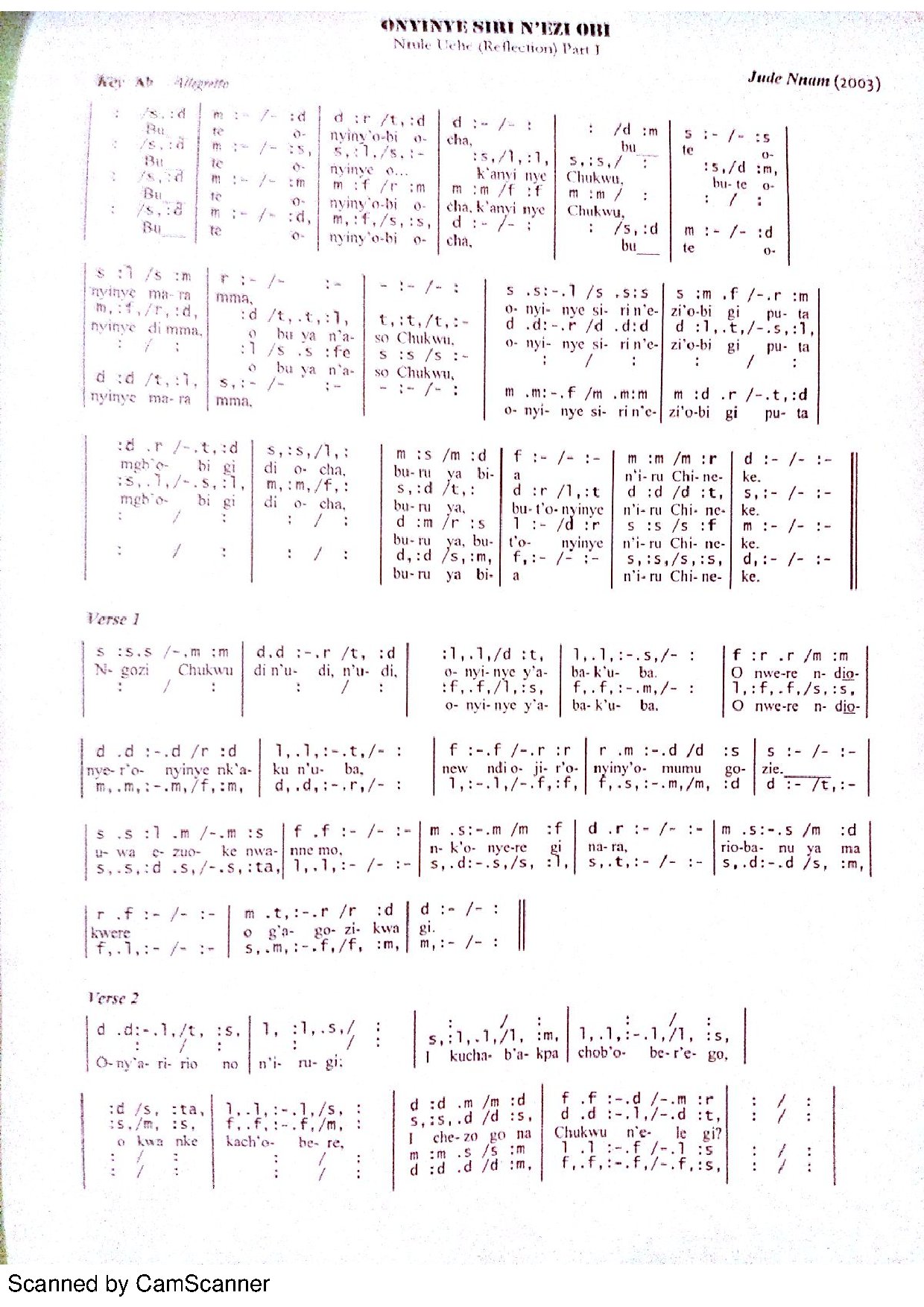 Bute Onyinye - Download Choir Script PDF