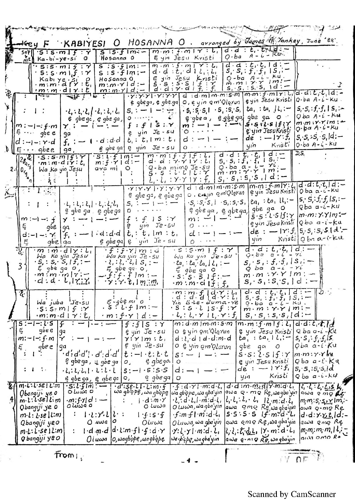 Kabiyesi O Hosanna O - Download Choir Script PDF