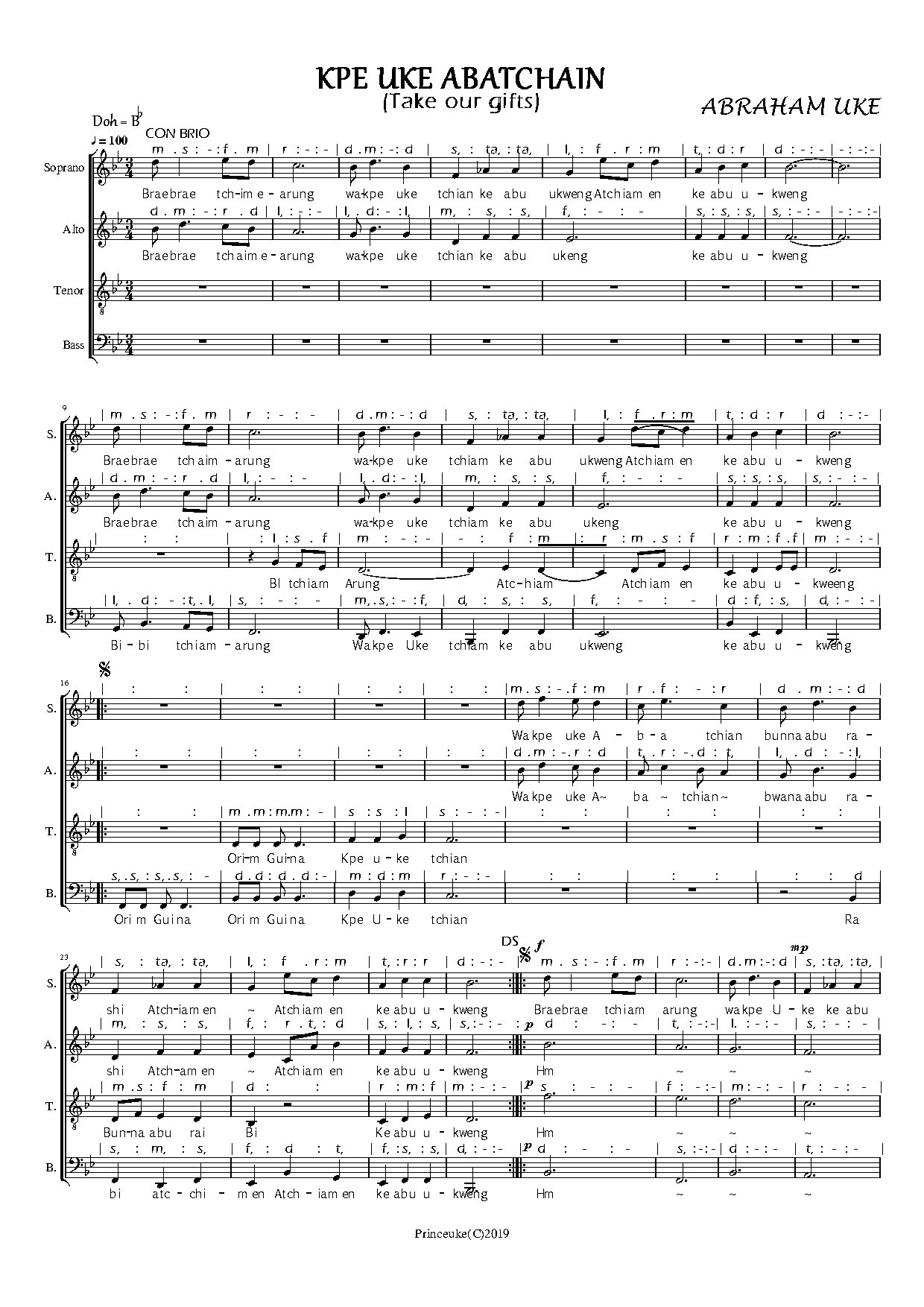 Kpe Uke Abatchain - Download Choir Script PDF