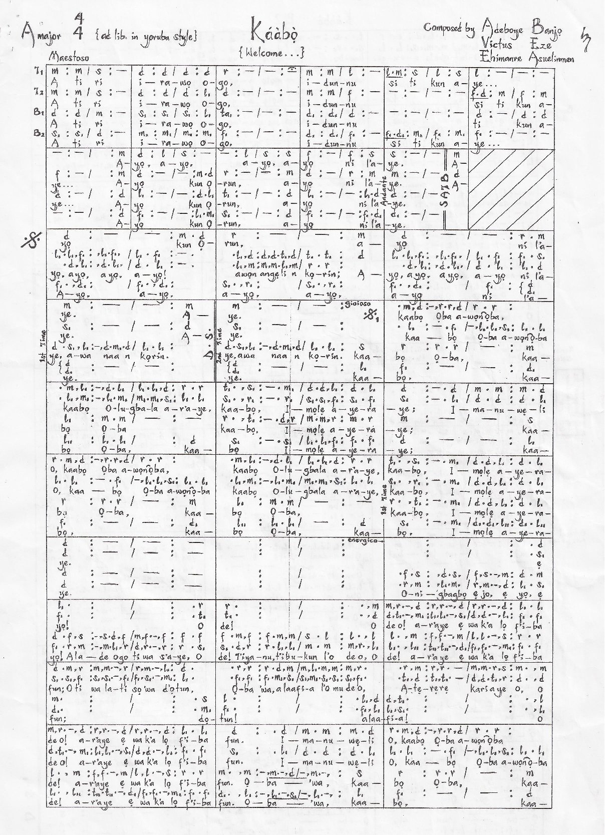 Kaabo - Download Choir Script PDF
