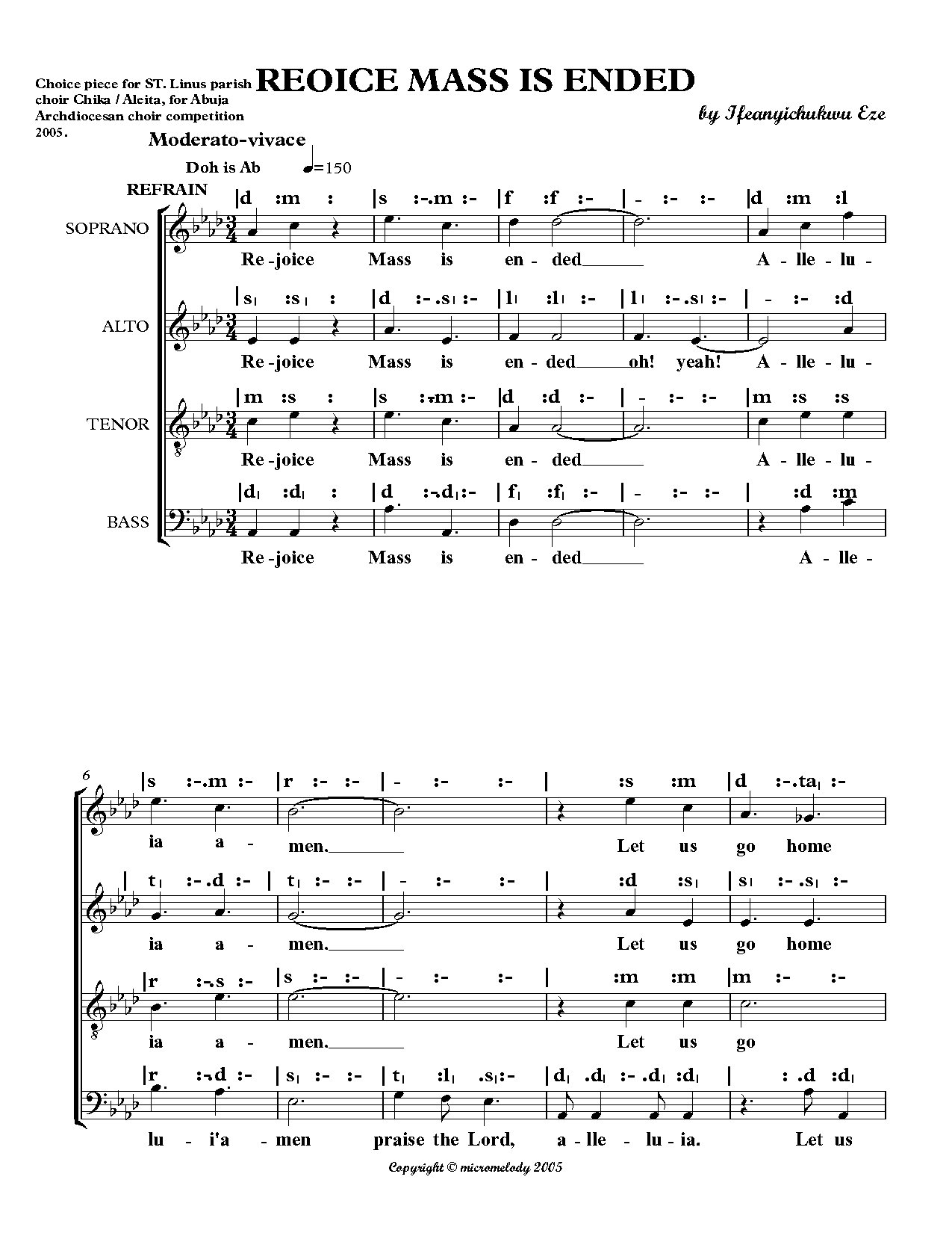 Reoice Mass Is Ended - Download Choir Script PDF