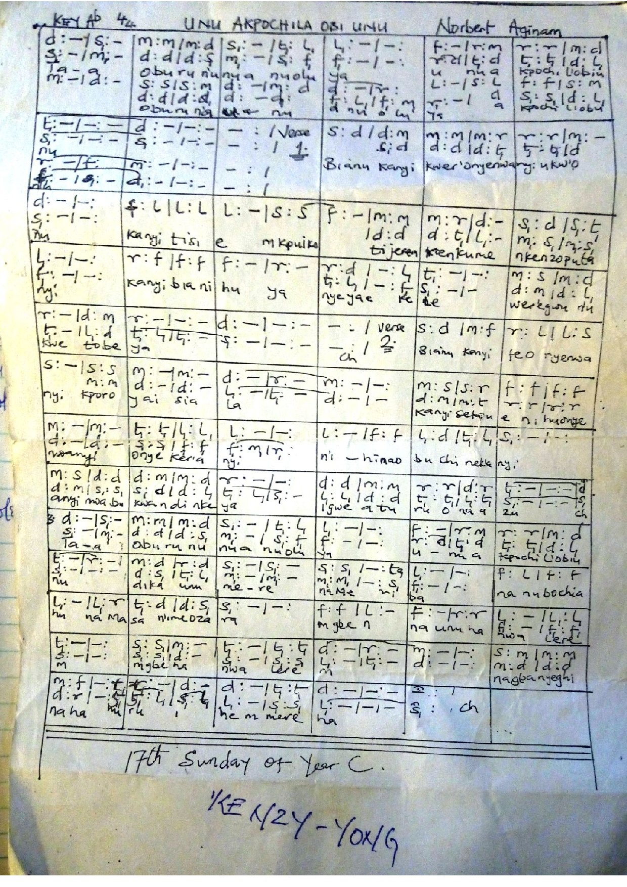Unu Akpochila Obi Unu - Download Choir Script PDF