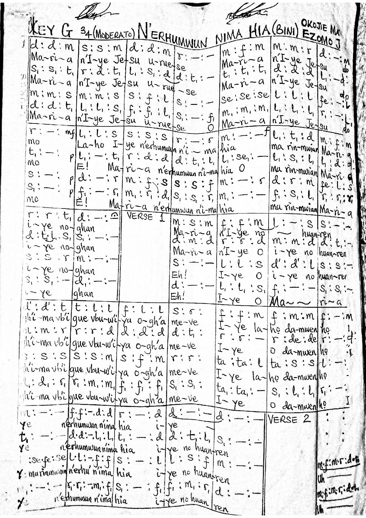 N-erhumwun Nima Hia - Download Choir Script PDF