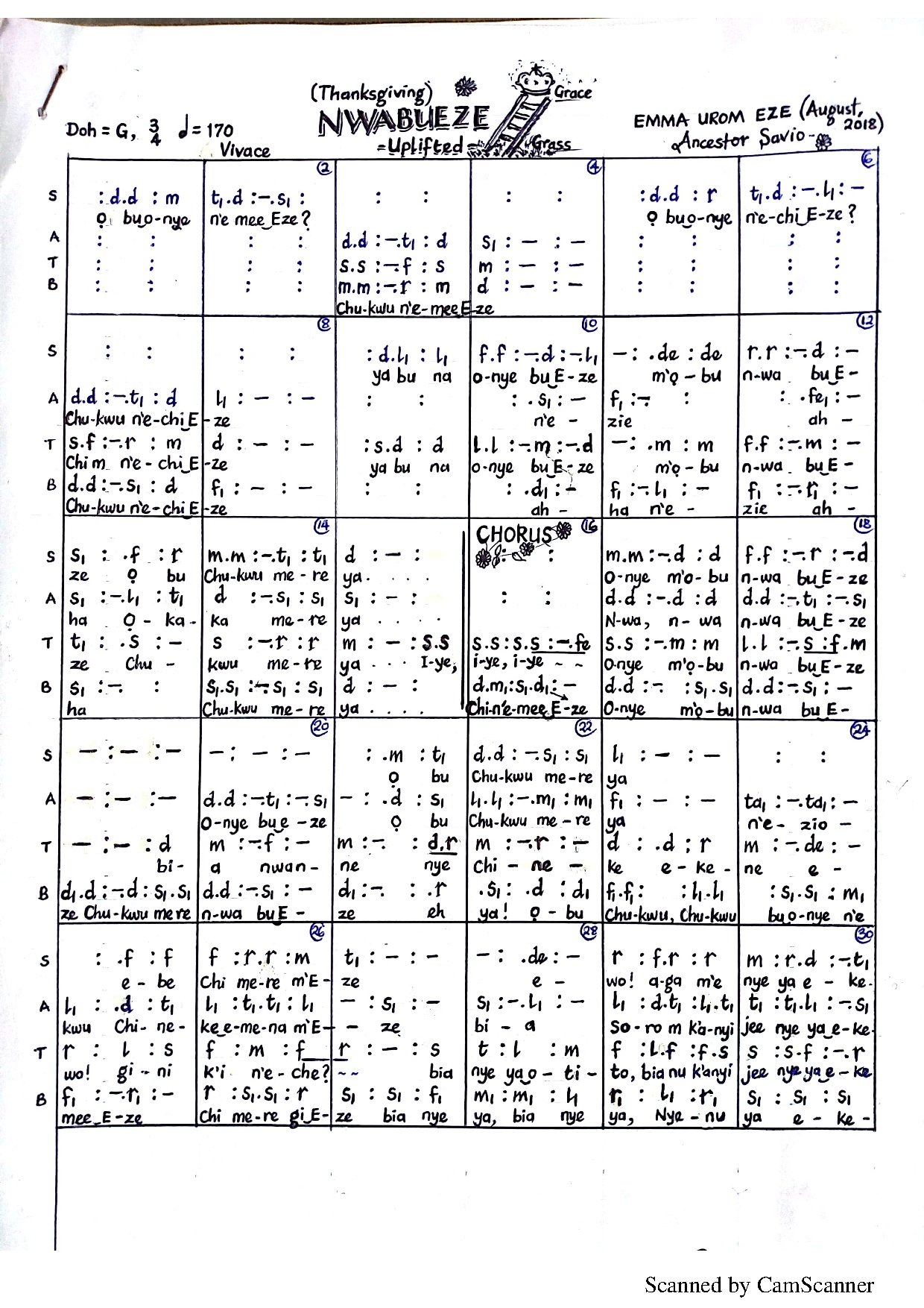 Nwabueze (ancestor Savio) 2018 - Download Choir Script PDF