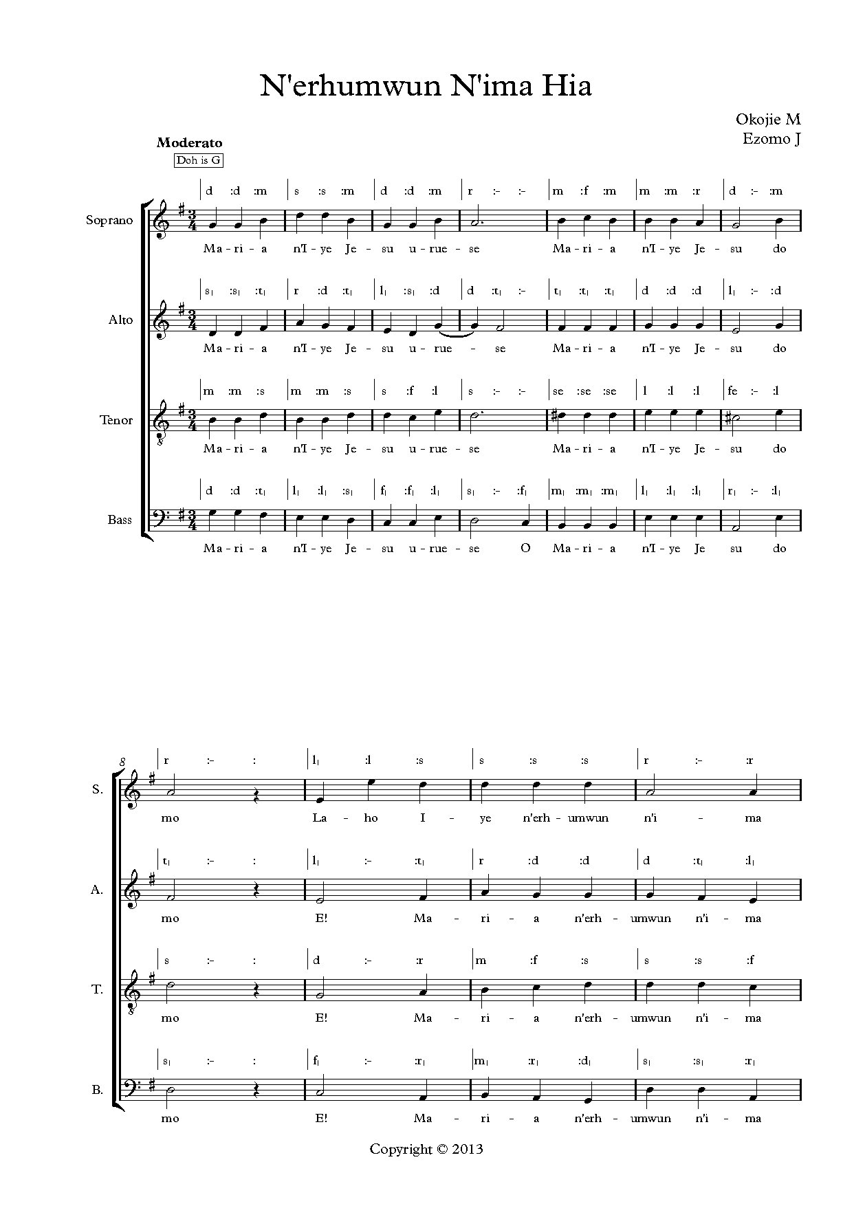 N Erhumwun N Ima Hia - Download Choir Script PDF