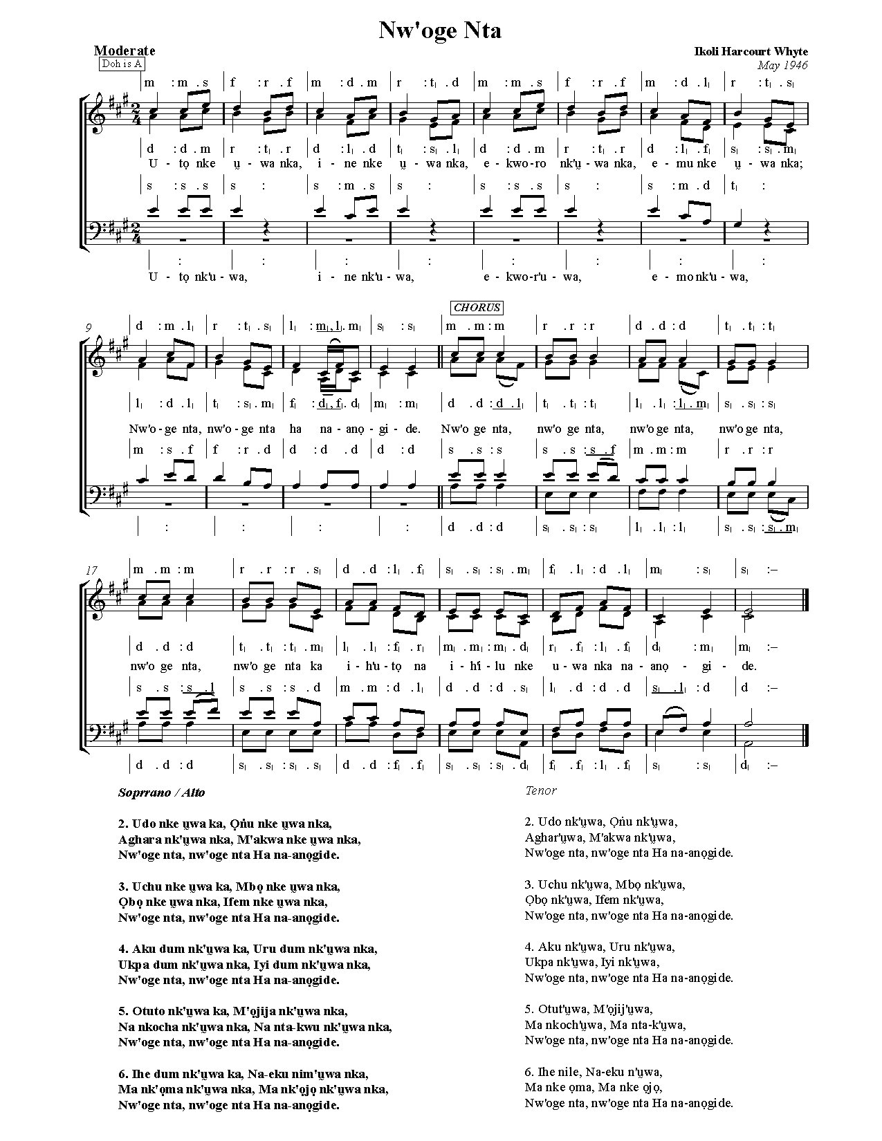 Nw Oge Nta Harcourt W - Download Choir Script PDF