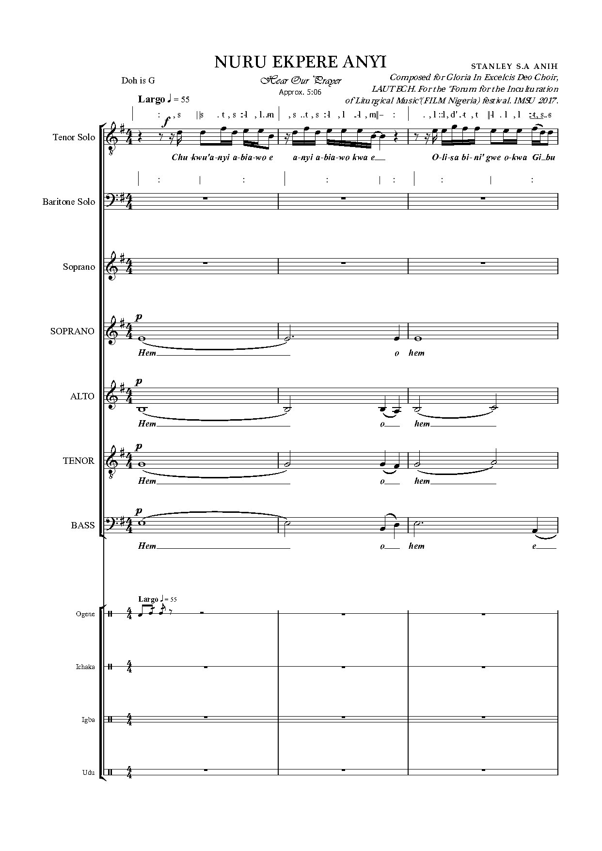 Nuru Ekpere Anyi Fine - Full Score - Download Choir Script PDF