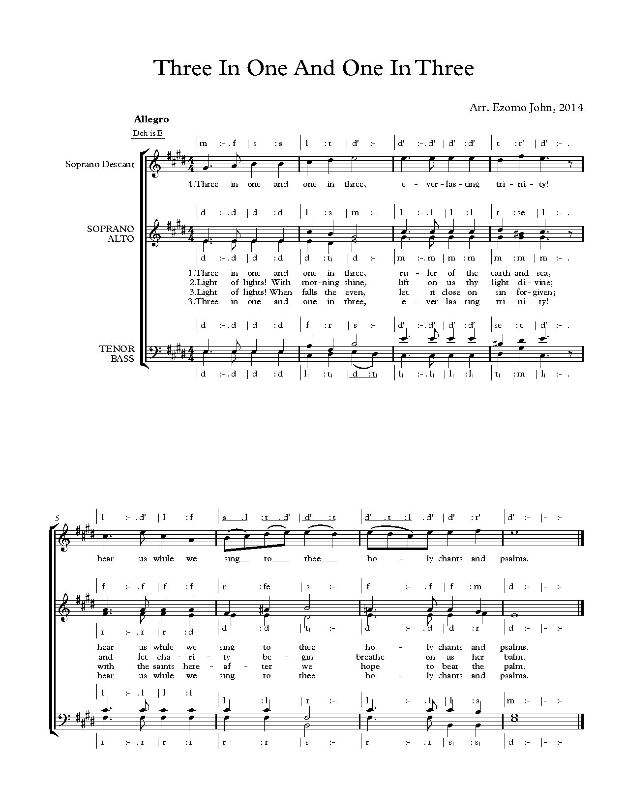Three In One And One In Three - Download Choir Script PDF