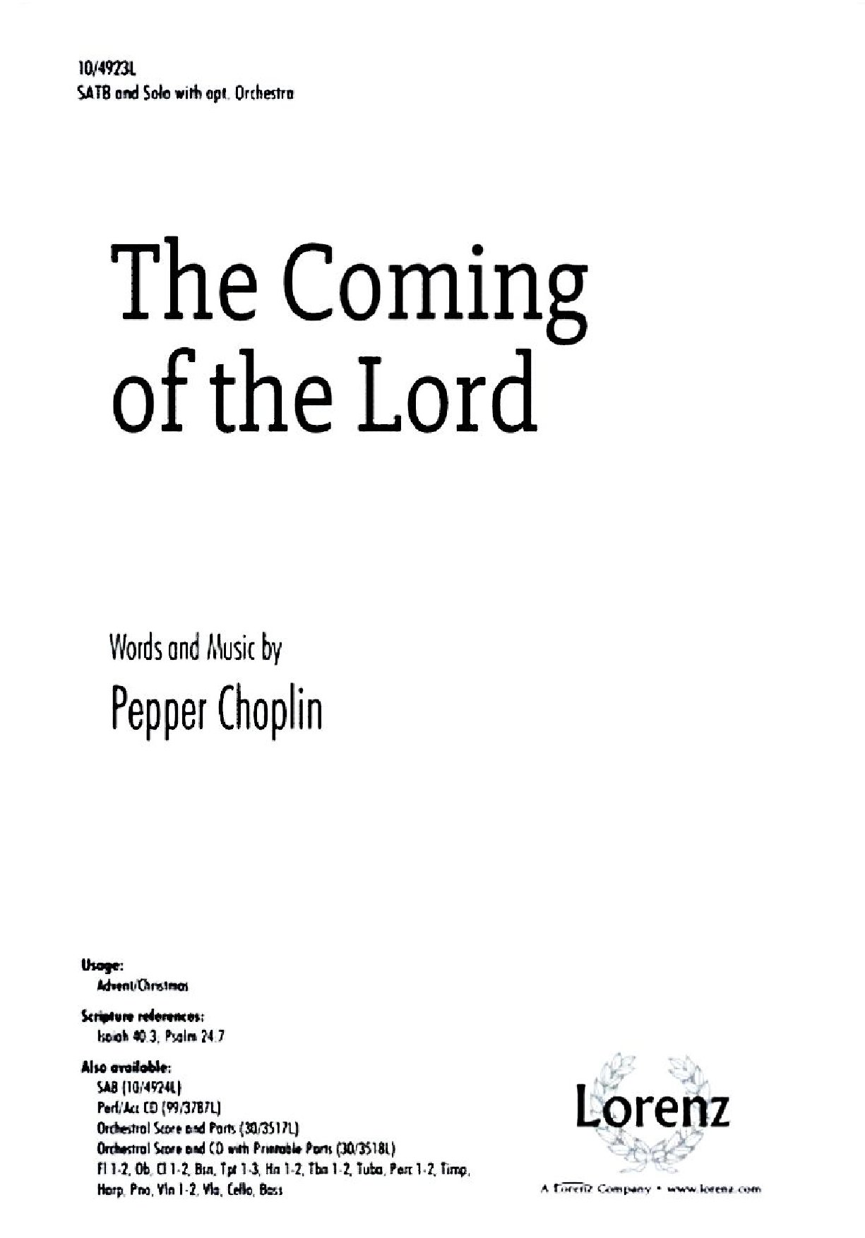 The Coming Of The Lord - Pepper Choplin - Download Choir Script PDF
