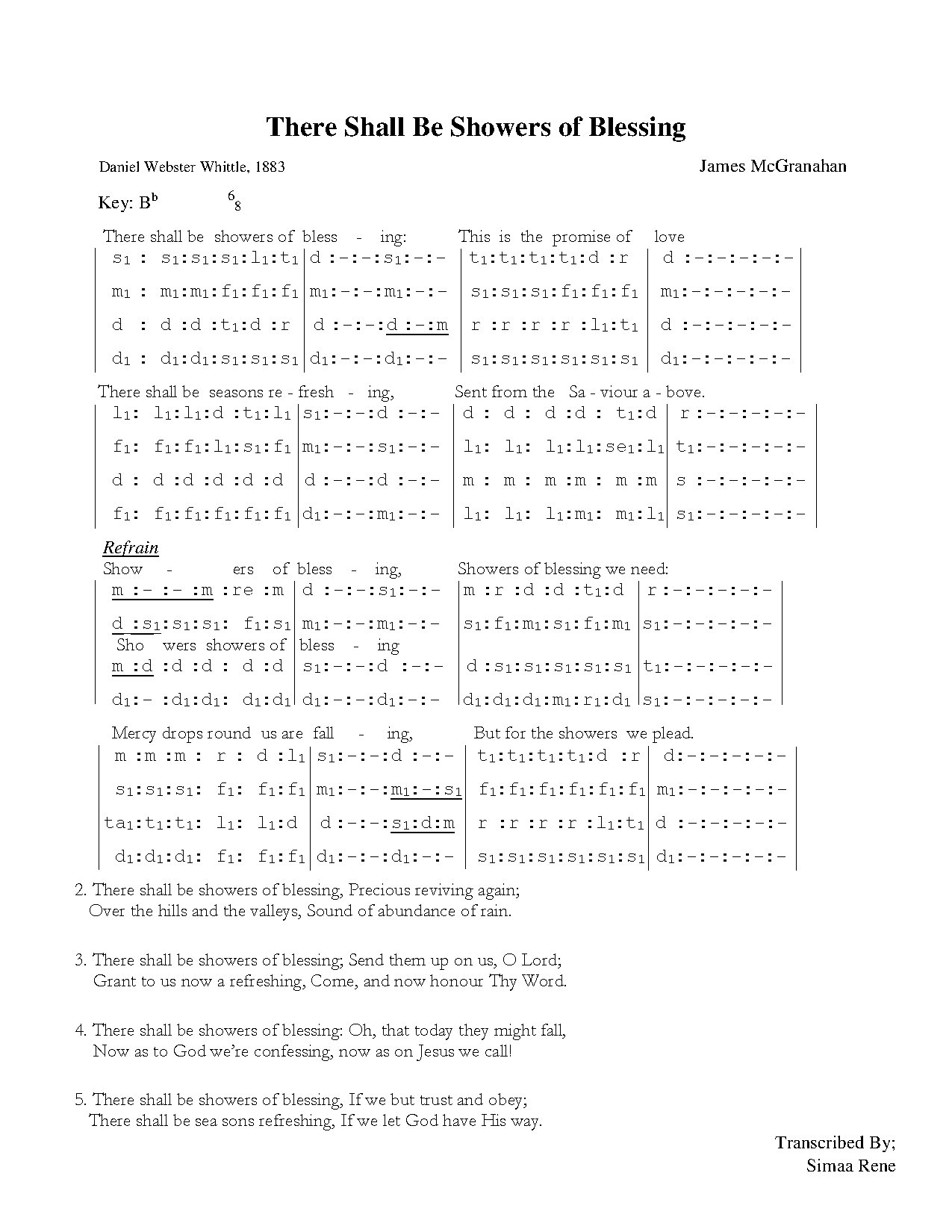 There Shall Be Showers Of Blessing - Download Choir Script PDF
