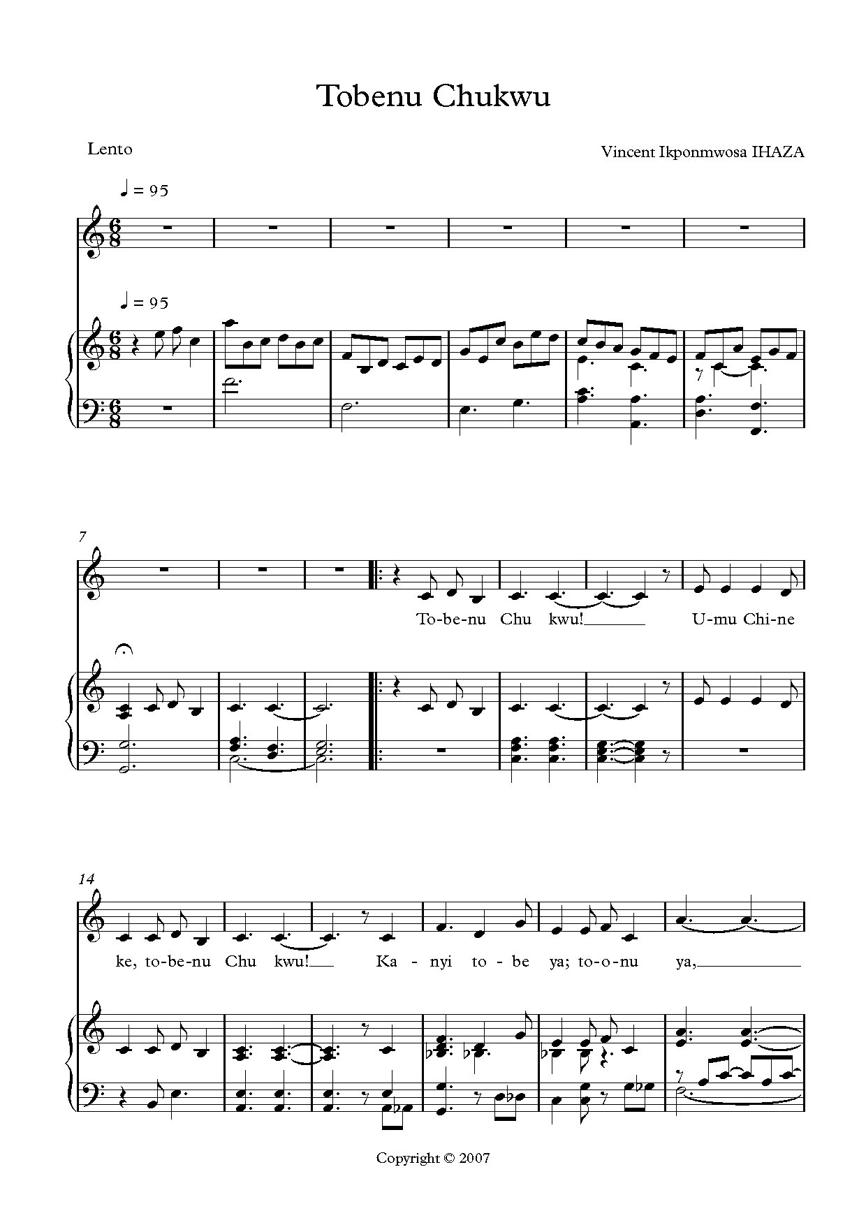 Tobenu Chukwu Fnl C Pdf - Download Choir Script PDF