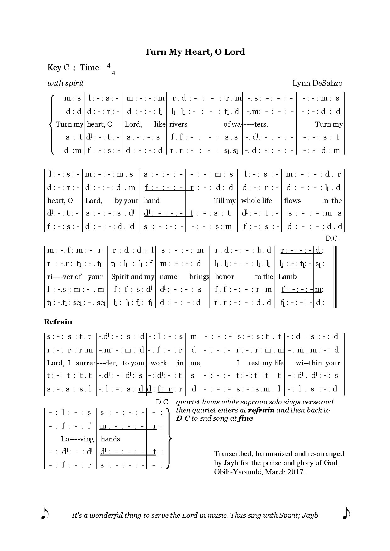Turn My Heart O Lord - Download Choir Script PDF