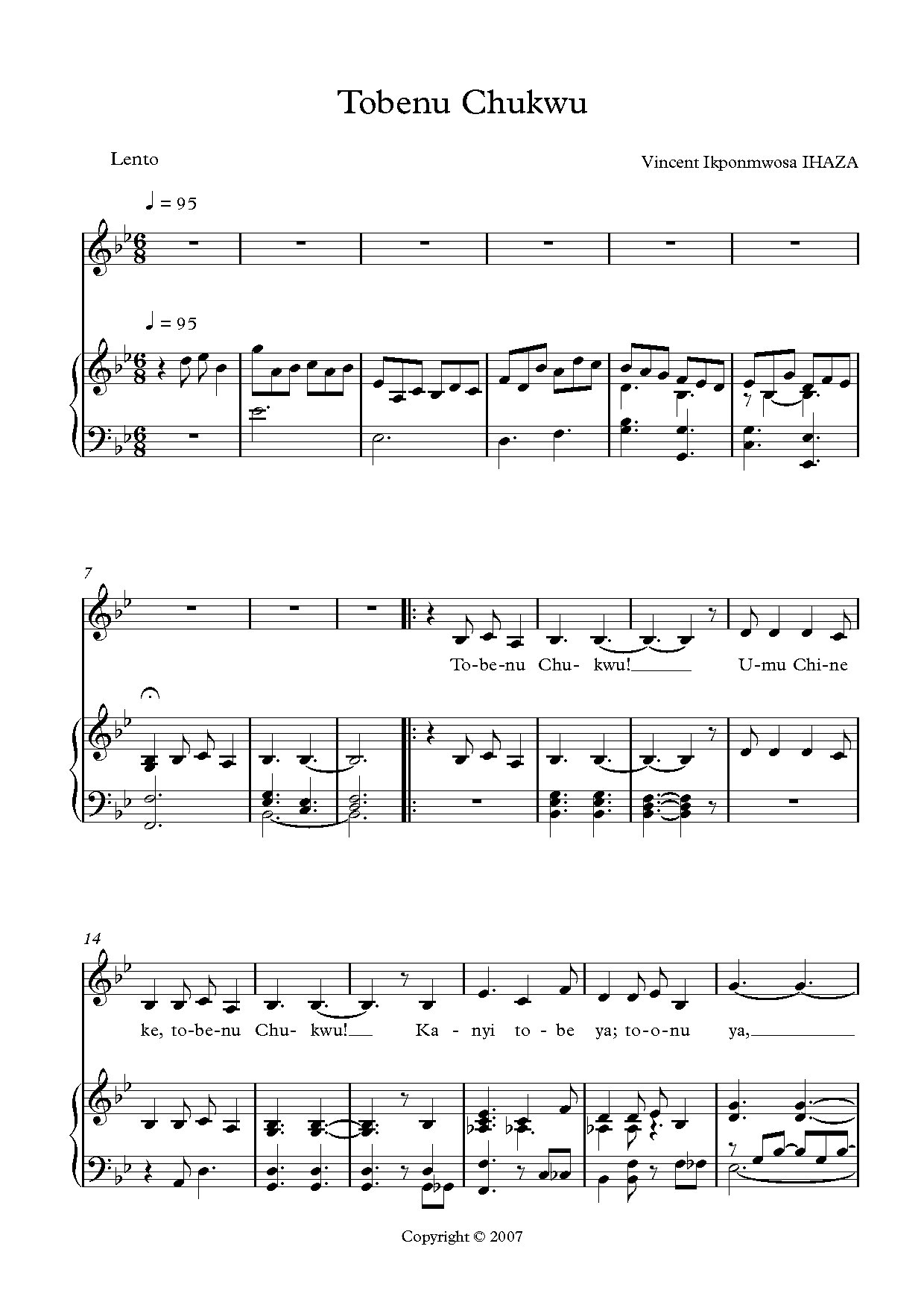 Tobenu Chukwu Fnl B Flat Pdf - Download Choir Script PDF