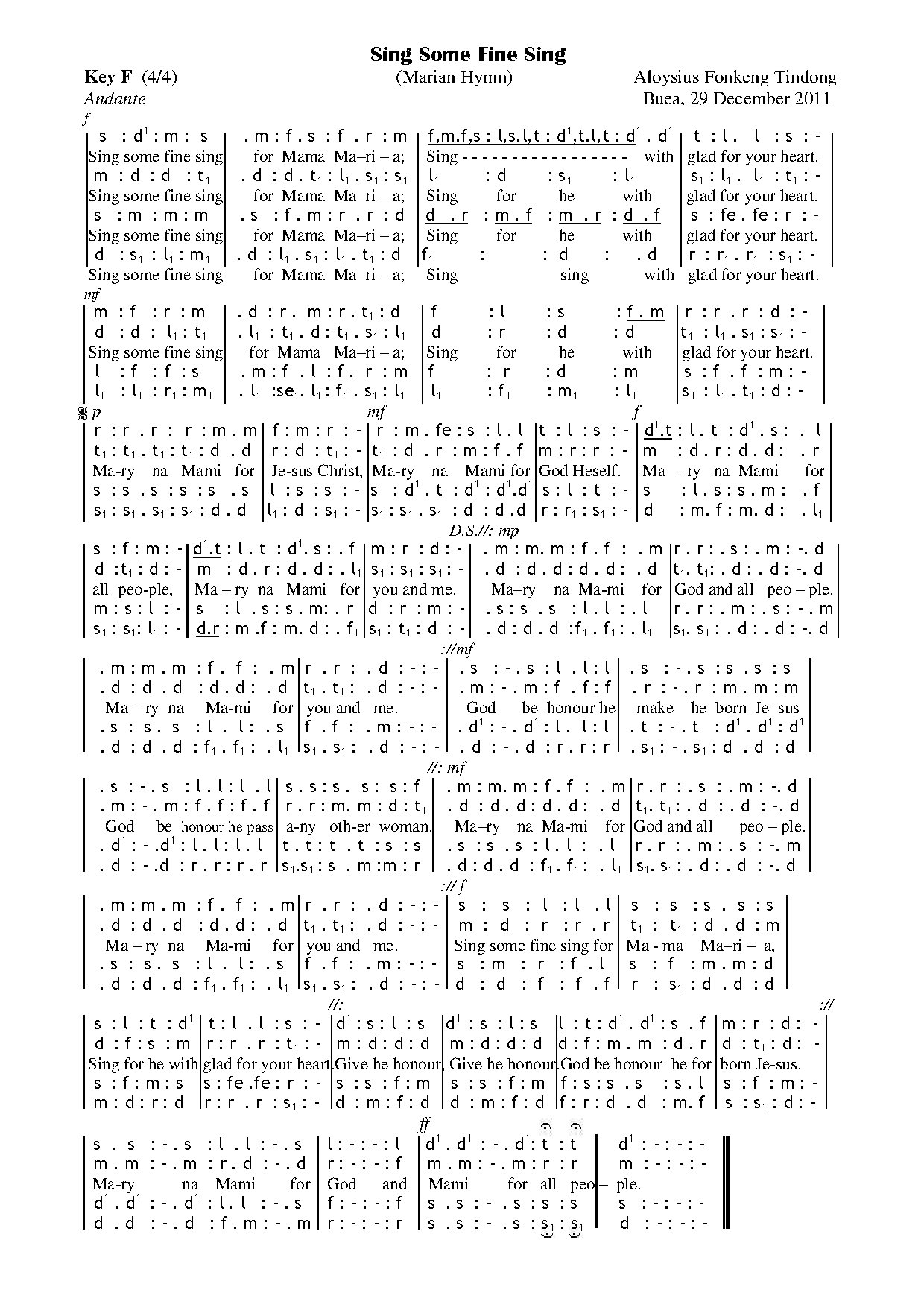 Sing Some Fine Sing - Download Choir Script PDF