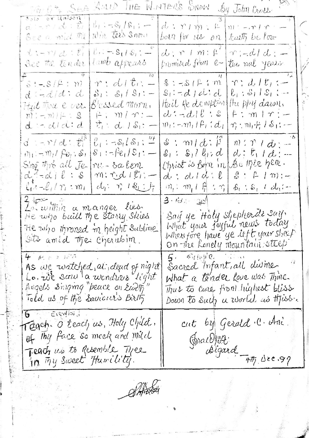 See Amid The Winter Snow - Download Choir Script PDF