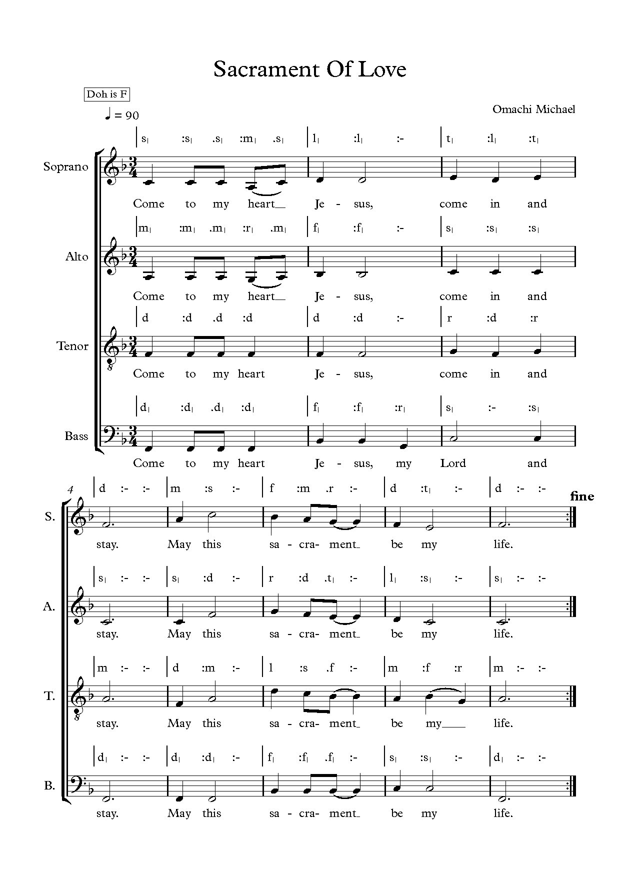 Sacrament Of Love - Omachi Michael - Download Choir Script PDF