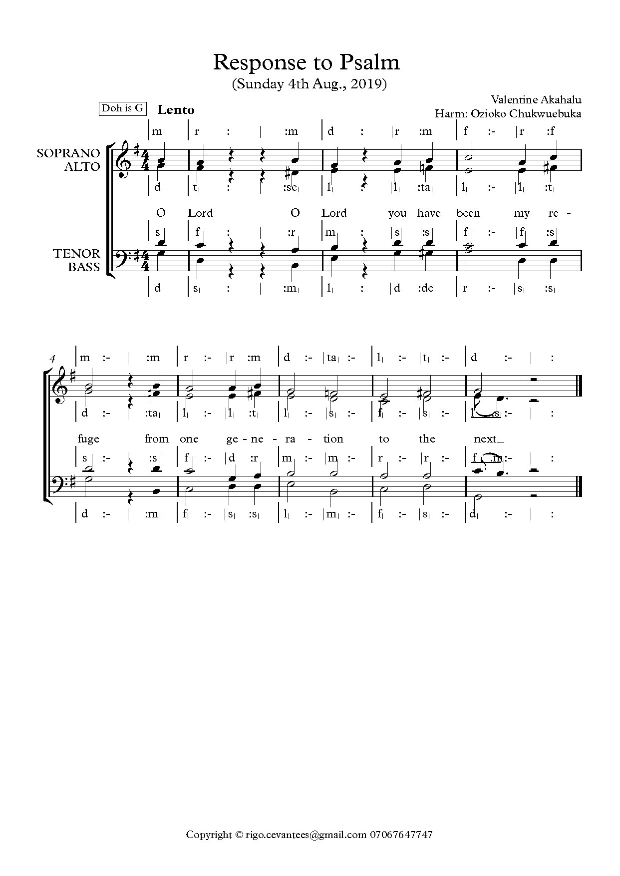Sunday Psalm - Download Choir Script PDF
