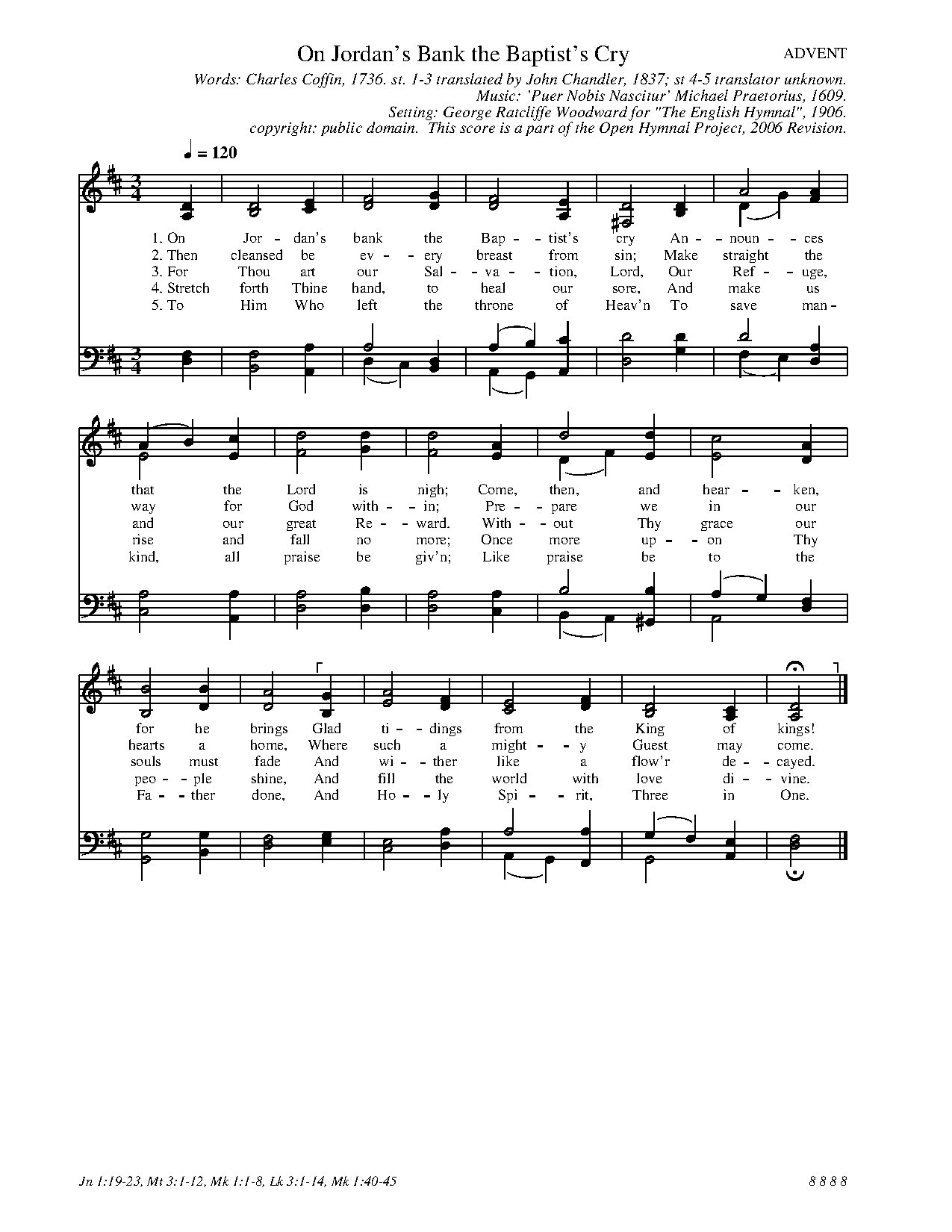 On Jordans Bank The Baptists Cry-puer Nobis Nascitur - Download Choir Script PDF