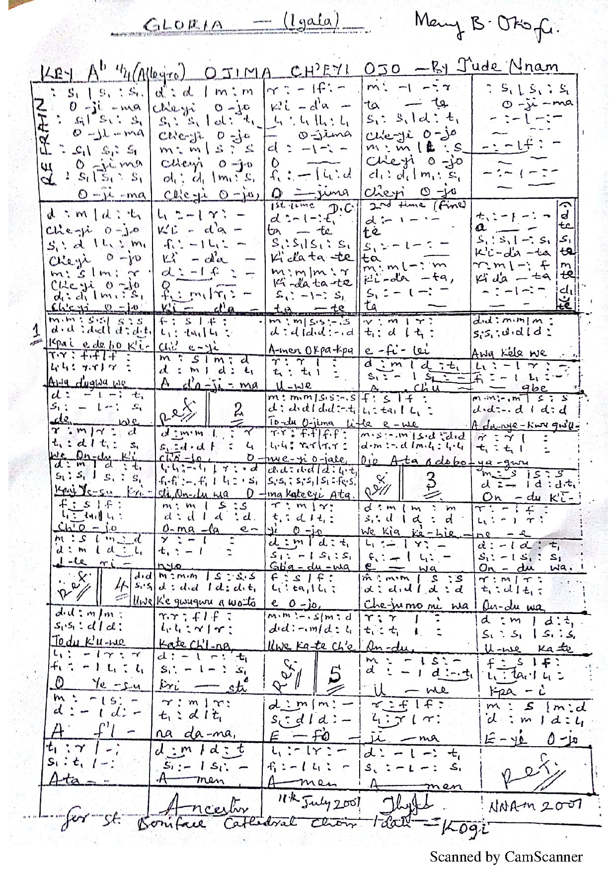 Ojima Ch Eyi Ojo--jude Nnam - Download Choir Script PDF