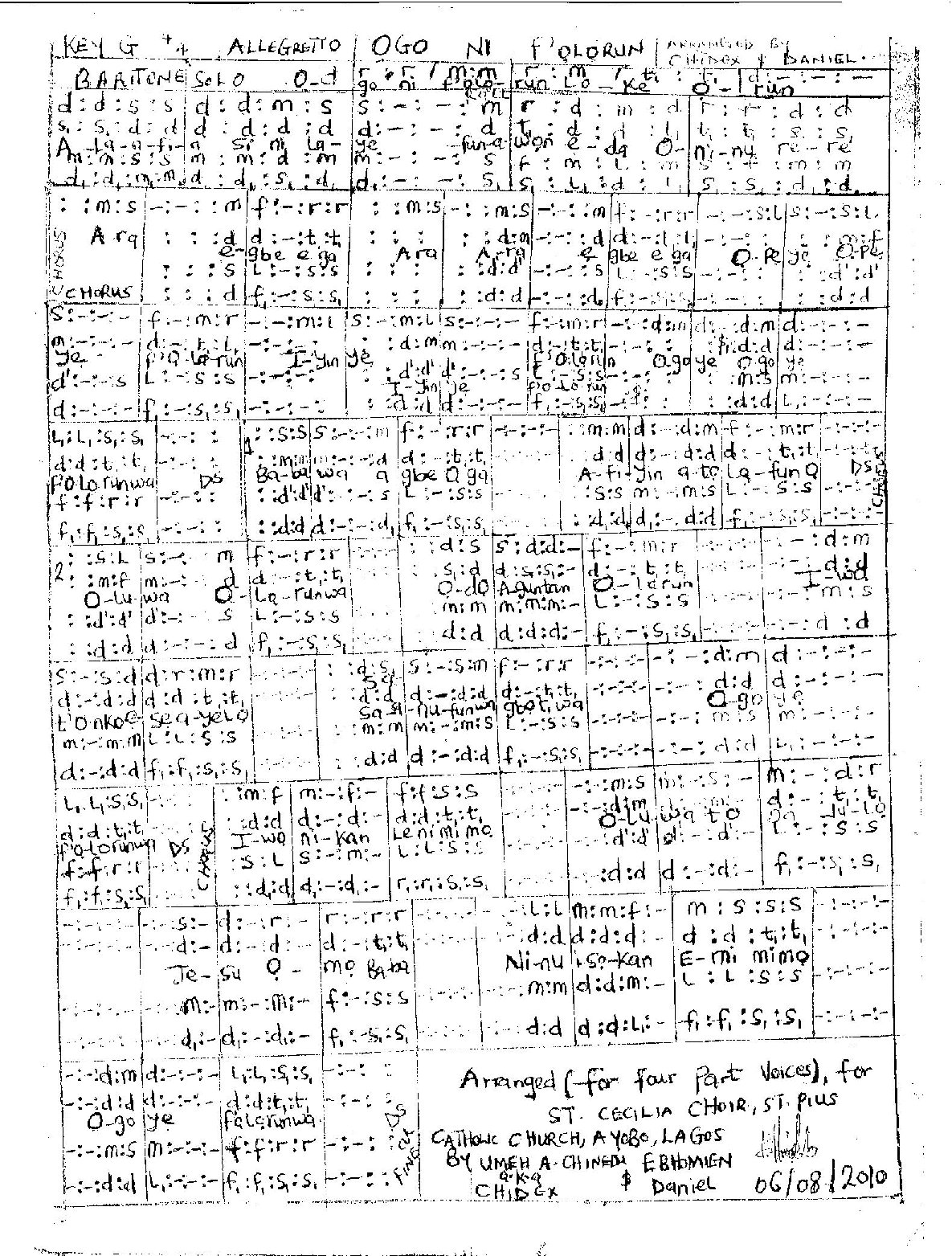 Ogo Ni Folorun - Download Choir Script PDF