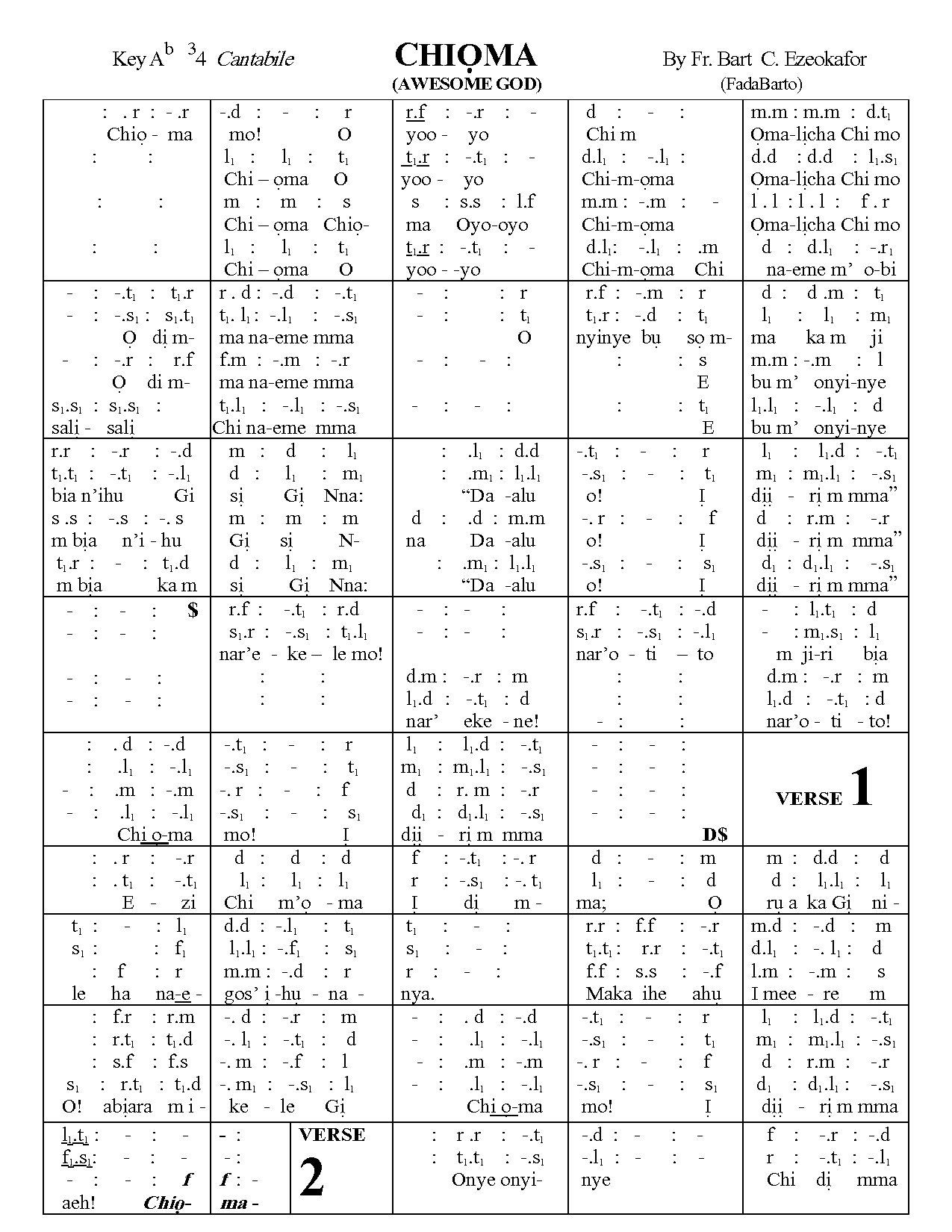 Chioma - Download Choir Script PDF