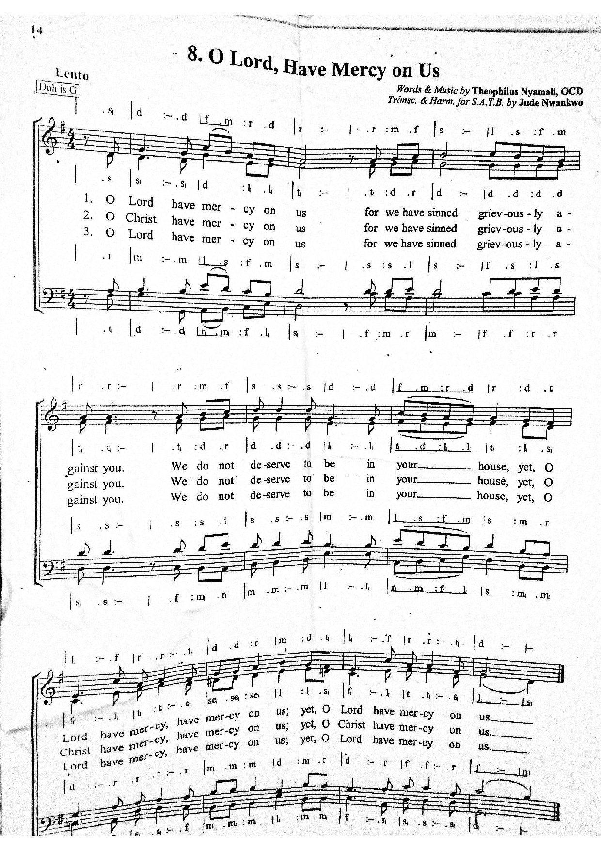 Oh Lord Have Mercy - Download Choir Script PDF