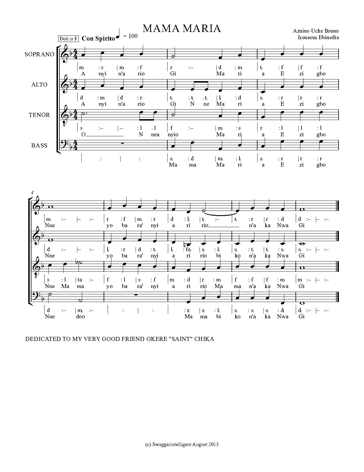 Mama-maria - Download Choir Script PDF