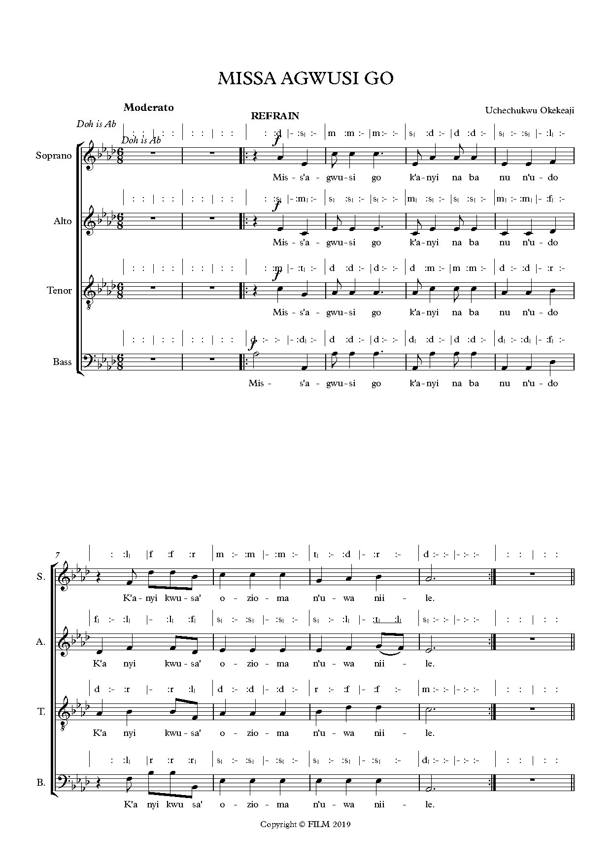 Missa Agwusigo - Download Choir Script PDF
