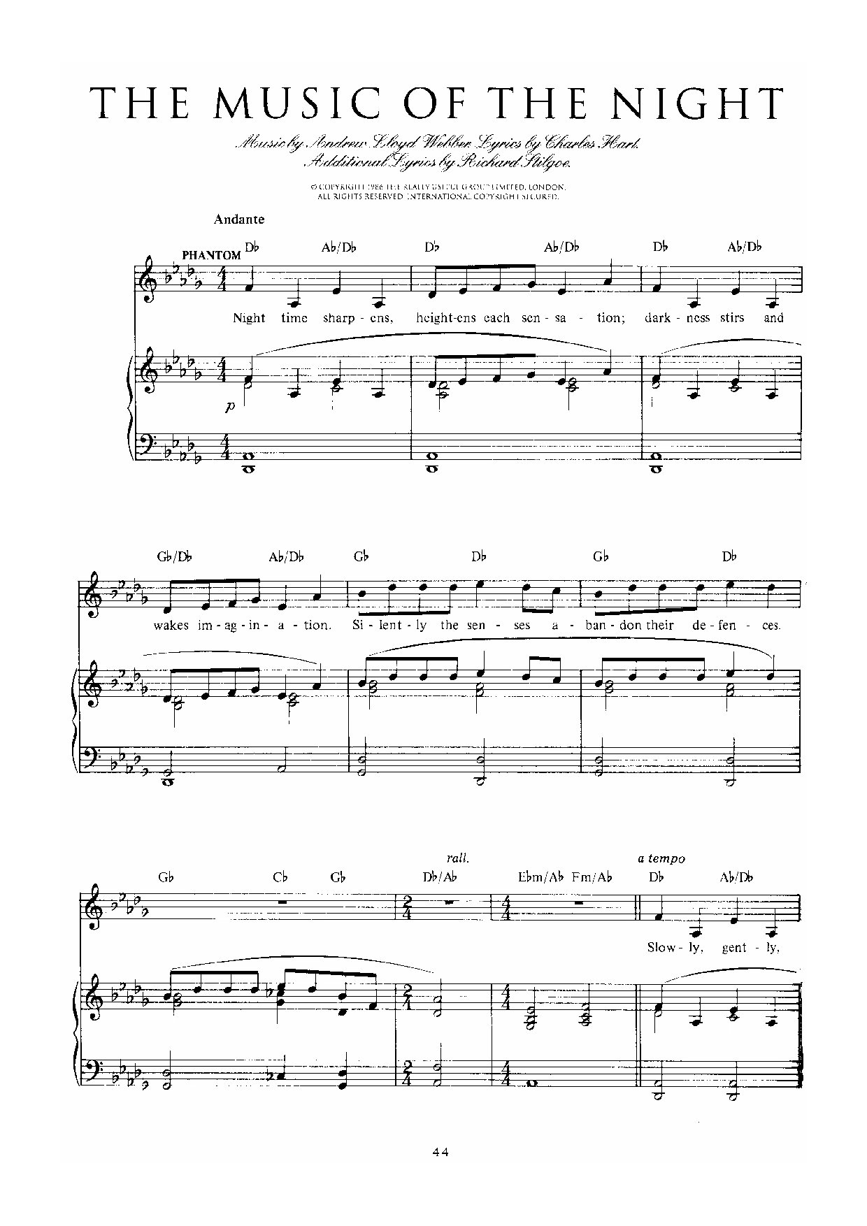 Music Of The Night - Download Choir Script PDF