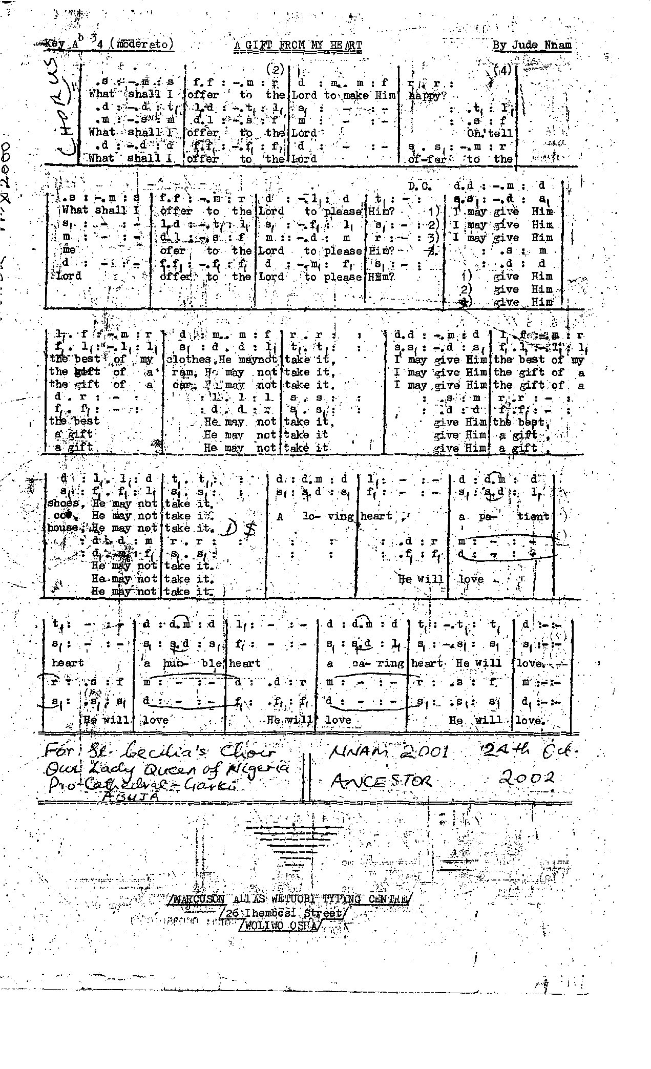 A Gift From My Heart - Download Choir Script PDF