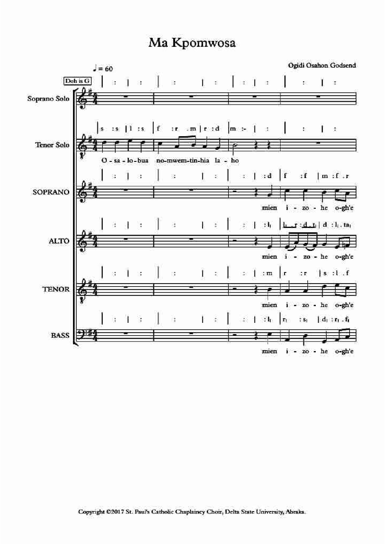 Ma Kpomwosa - Download Choir Script PDF