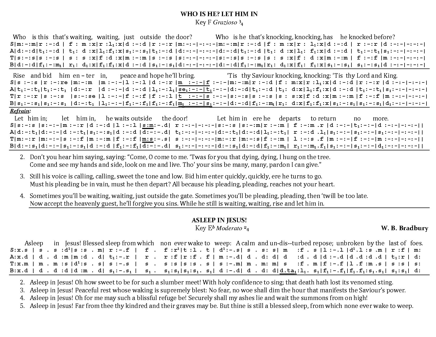 Let Him In And Asleep In Jesus - Download Choir Script PDF