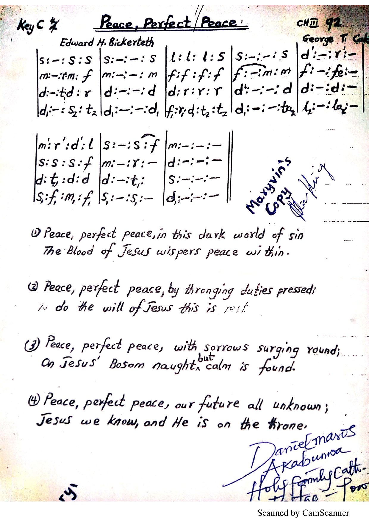 Peace, Perfect Peace - Download Choir Script PDF
