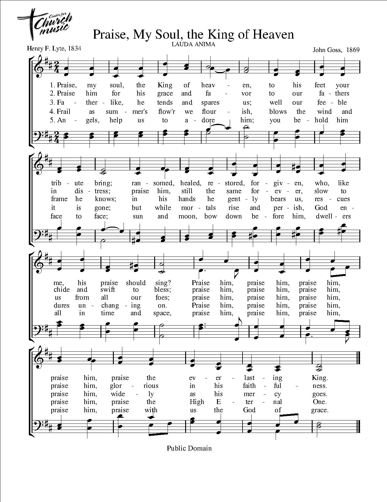Praise-my-soul-the-king-of-heaven - Download Choir Script PDF