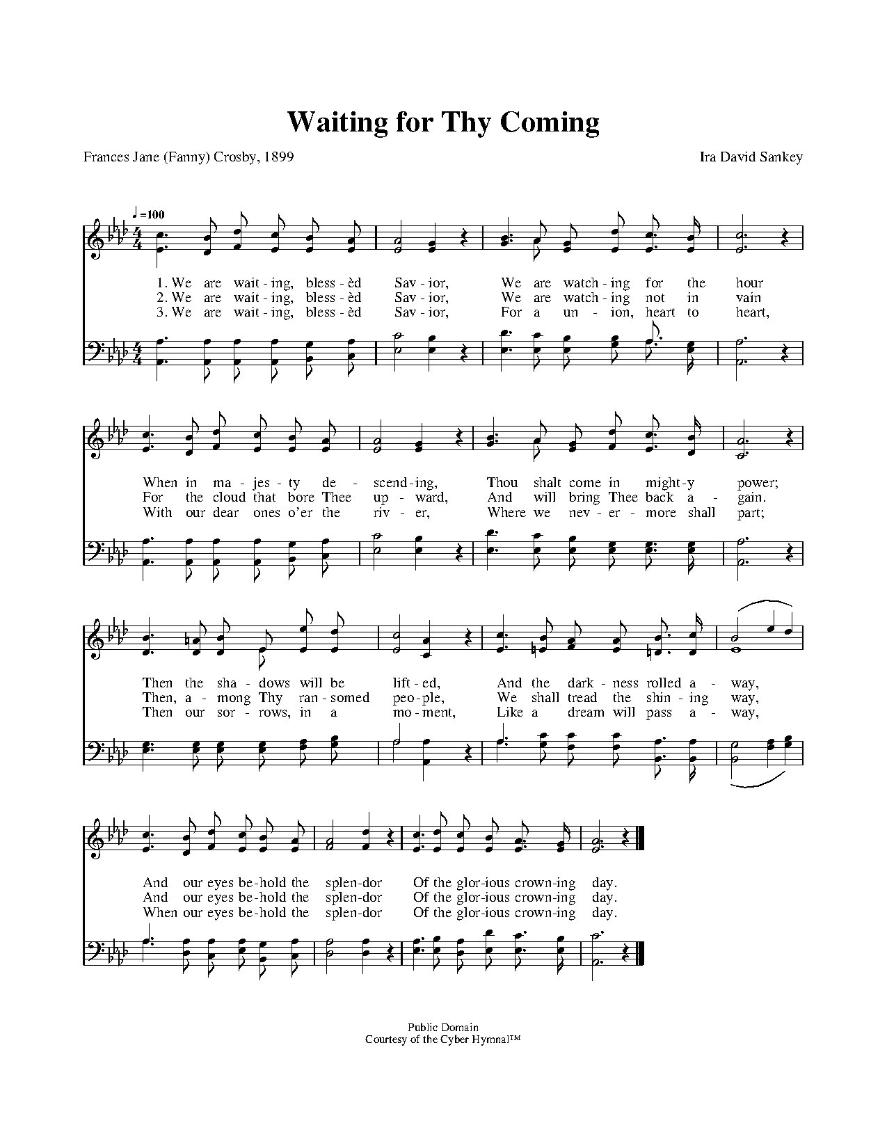 Waiting For Thy Coming - Download Choir Script PDF
