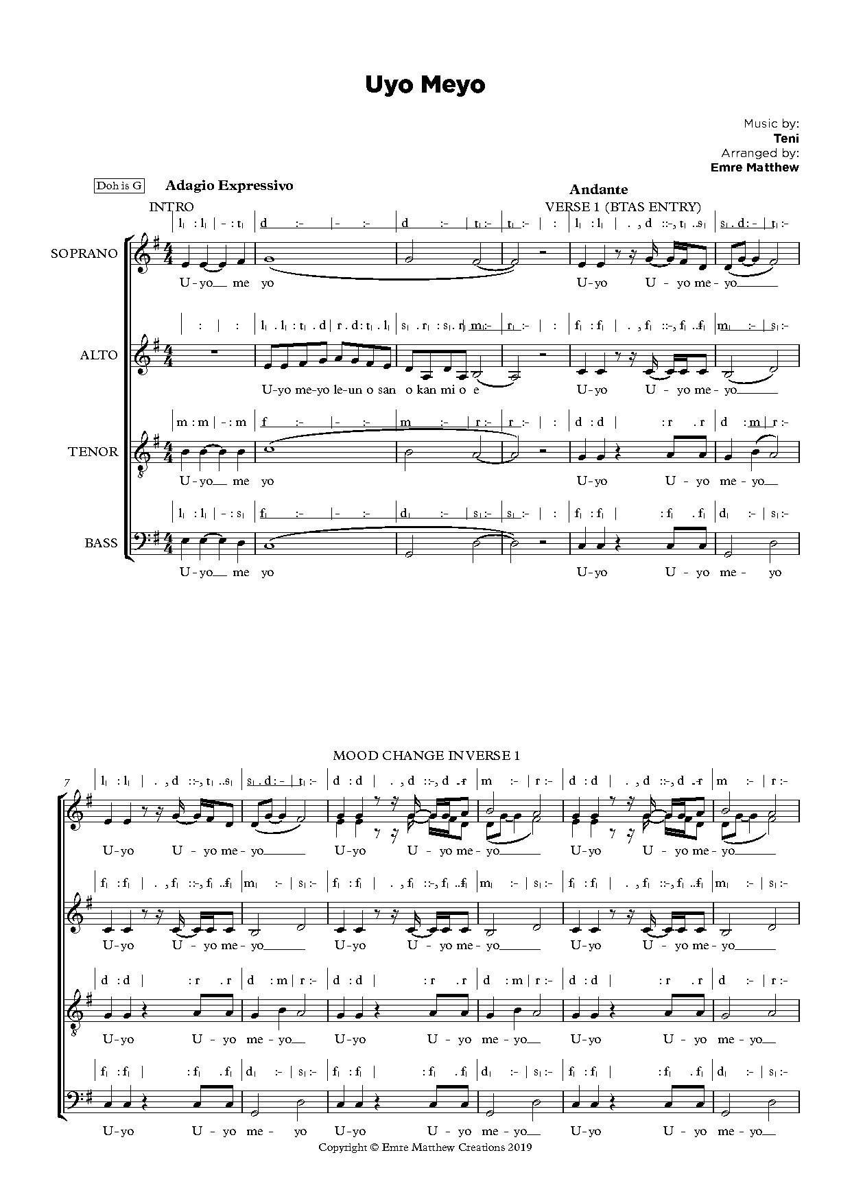 Uyo Meyo - Full Score