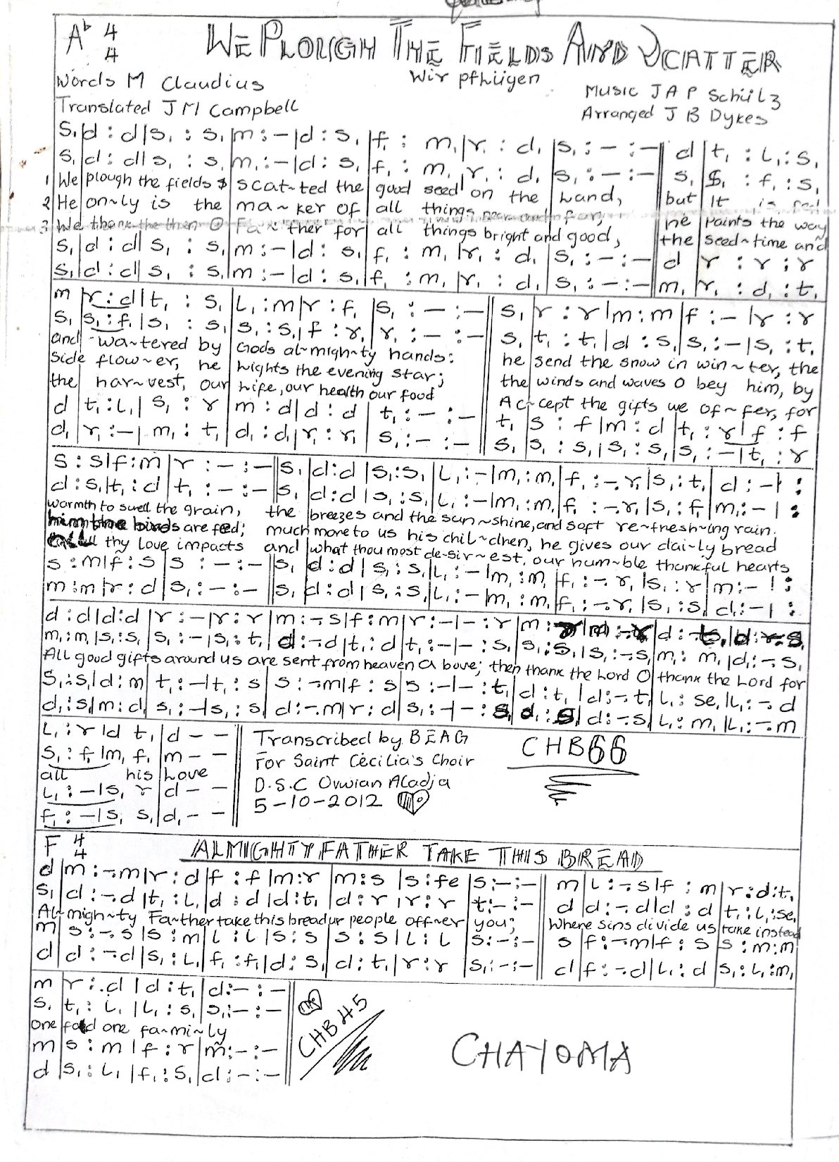 We Plough The Fields And Scatter - Download Choir Script PDF