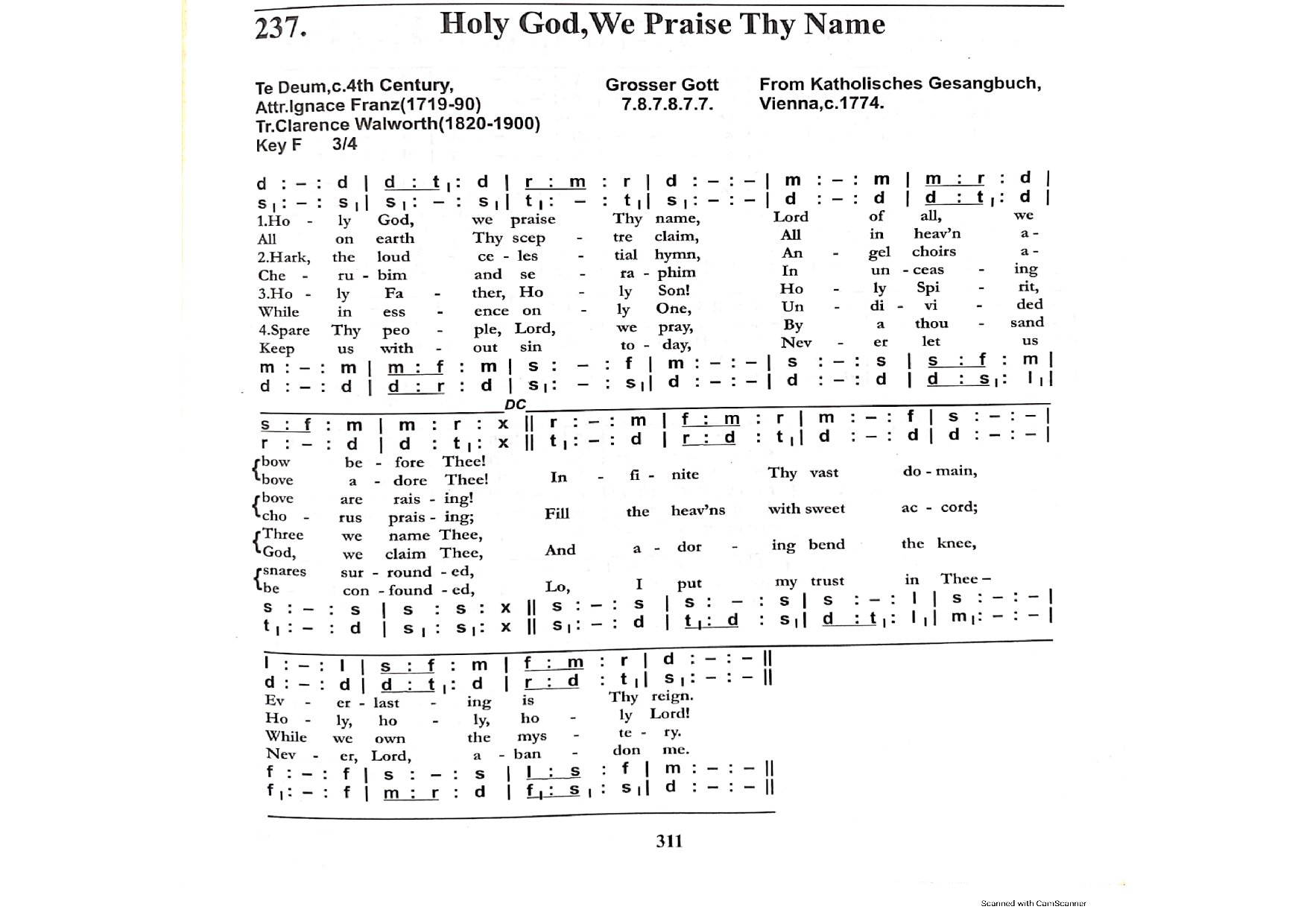 Holy God, We Praise Thy Name - Download Choir Script PDF