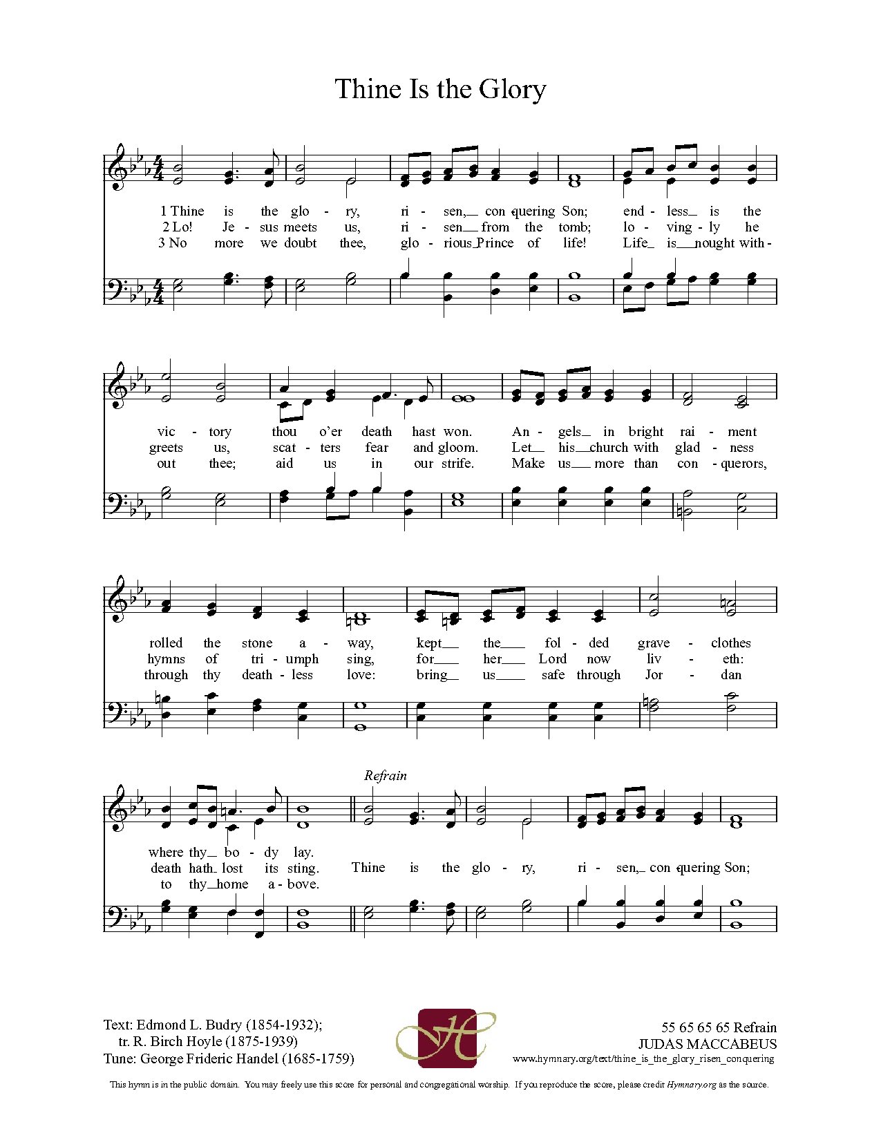 Thine Be The Glory (maccabeus) - Handel - Download Choir Script PDF