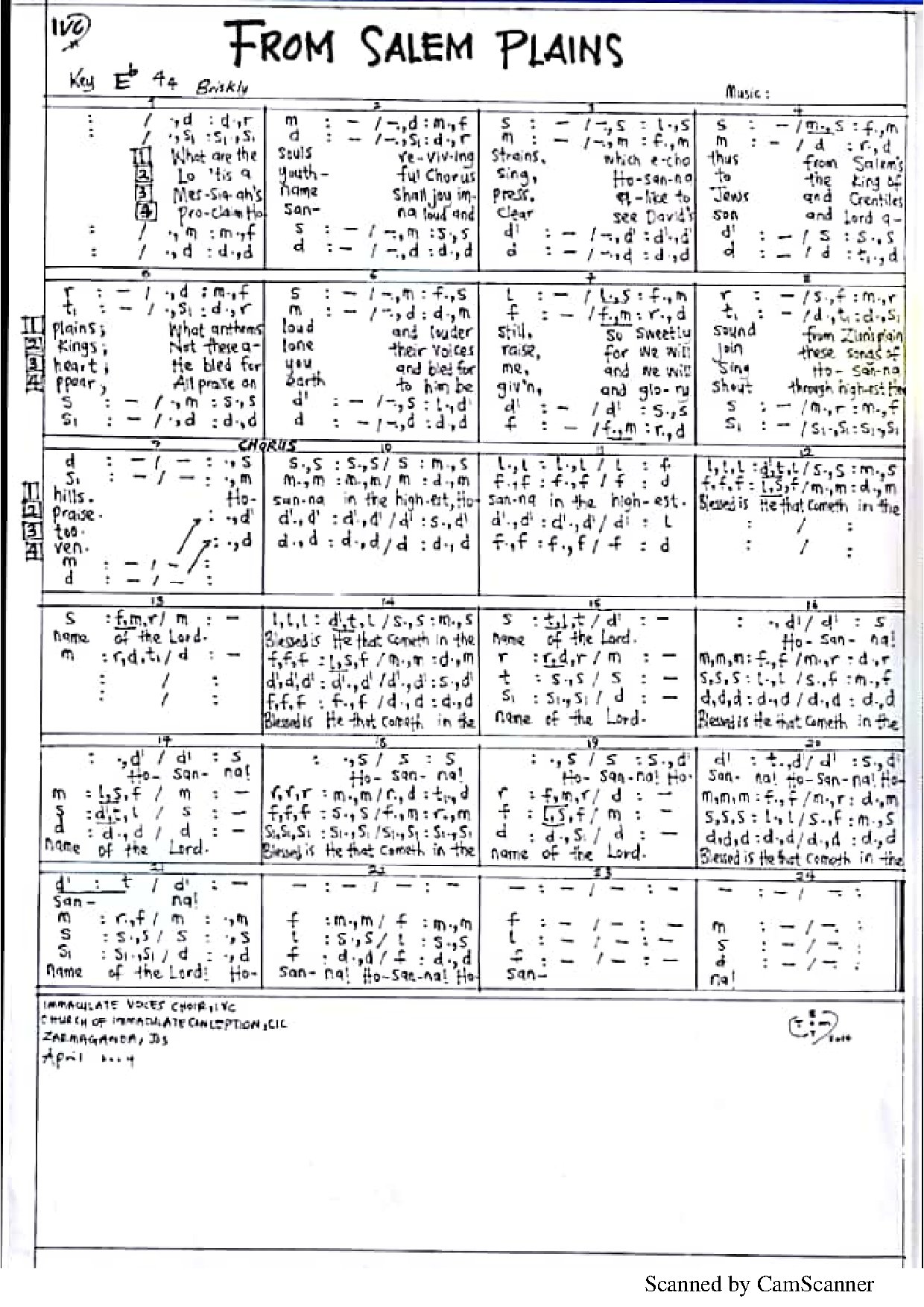 From Salem Plains - Download Choir Script PDF