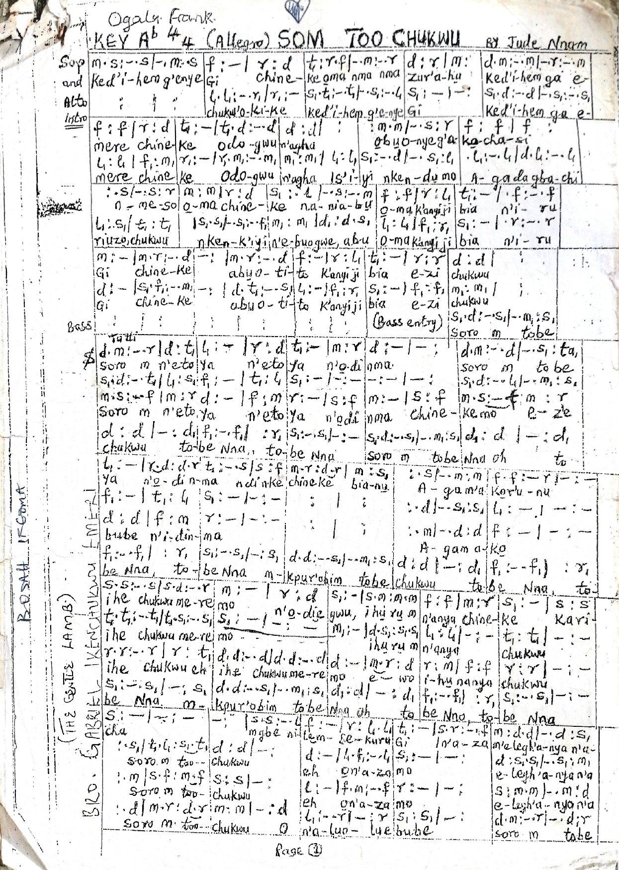 Som Too Chukwu - Download Choir Script PDF