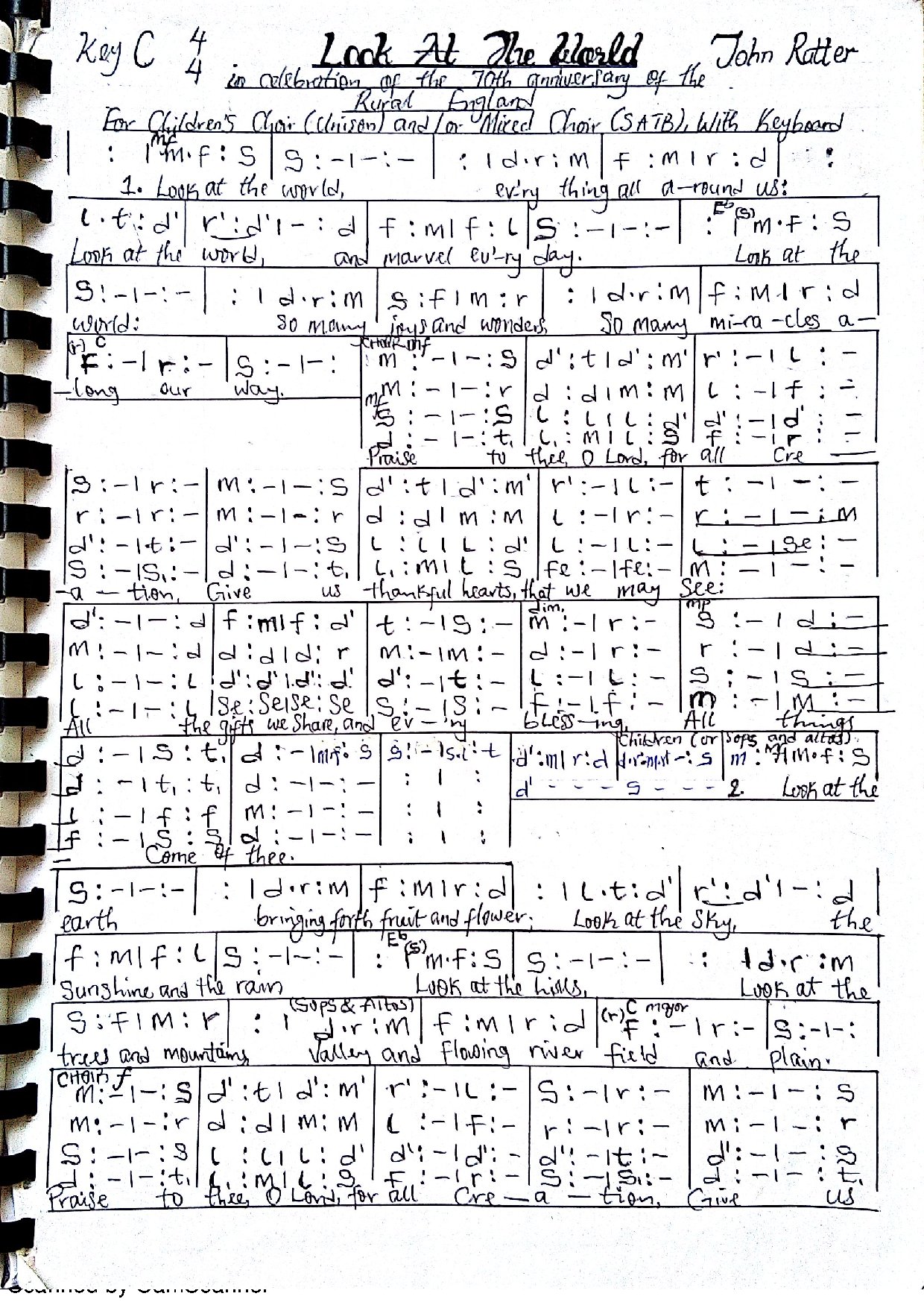 Look At The World - Download Choir Script PDF