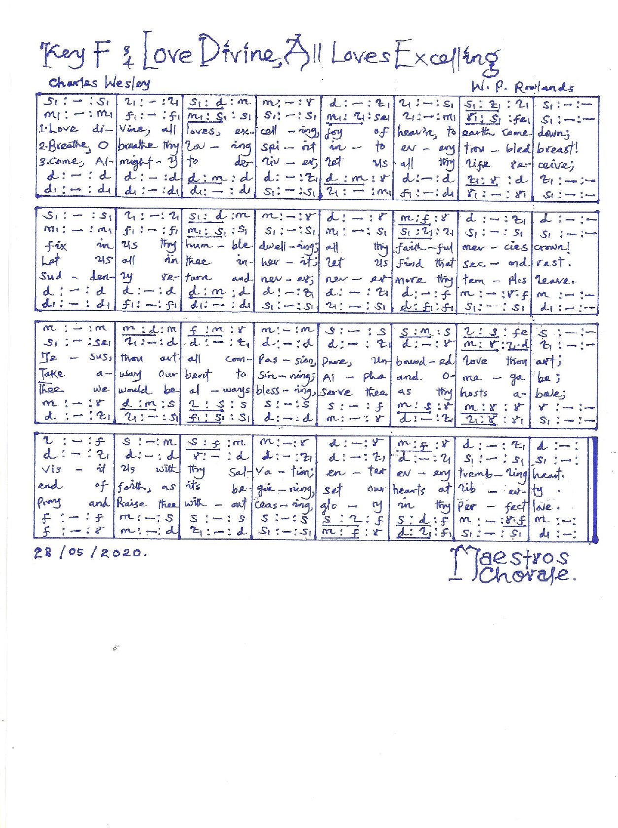 Love Divine All Love Excelling - Download Choir Script PDF