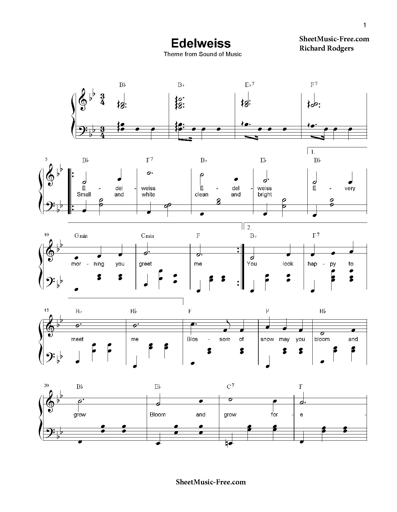 Edelweiss - Download Choir Script PDF