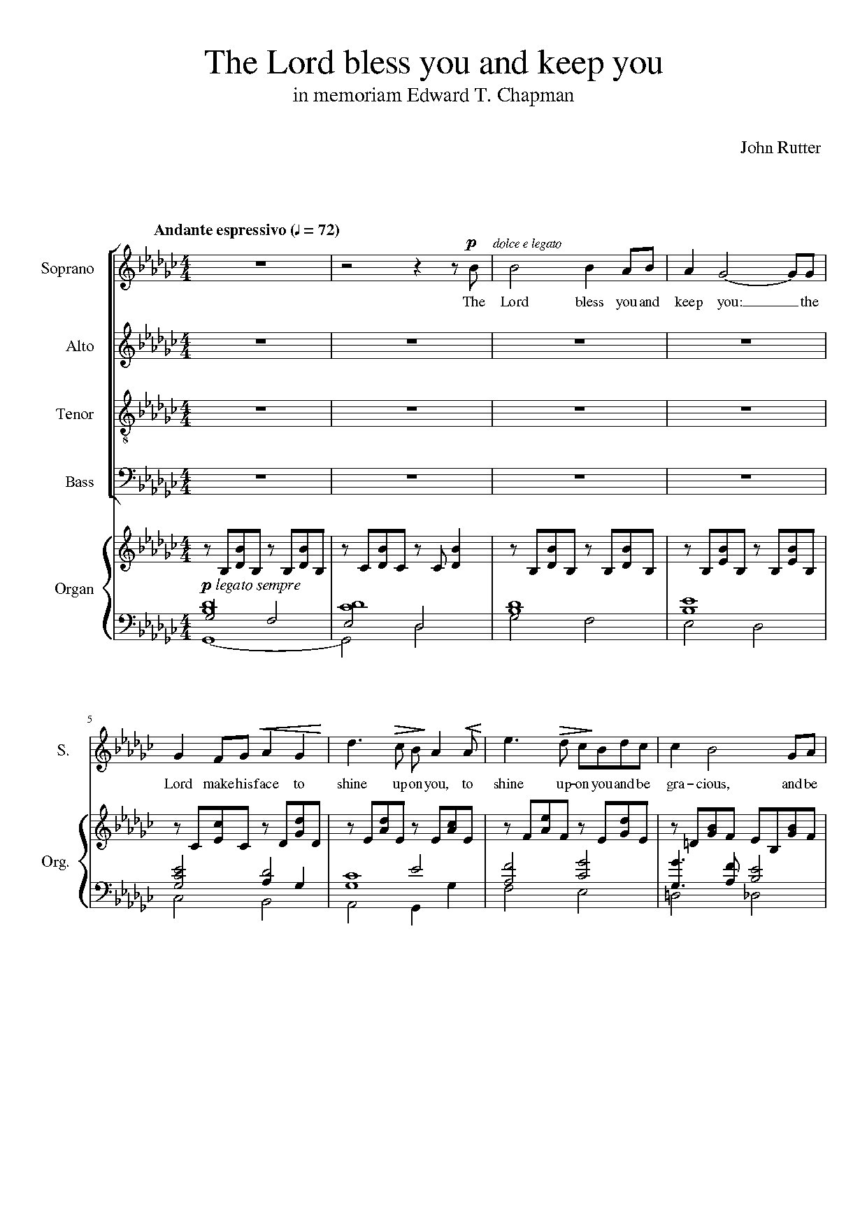 The Lord Bless You And Keep You - Rutter - Download Choir Script PDF