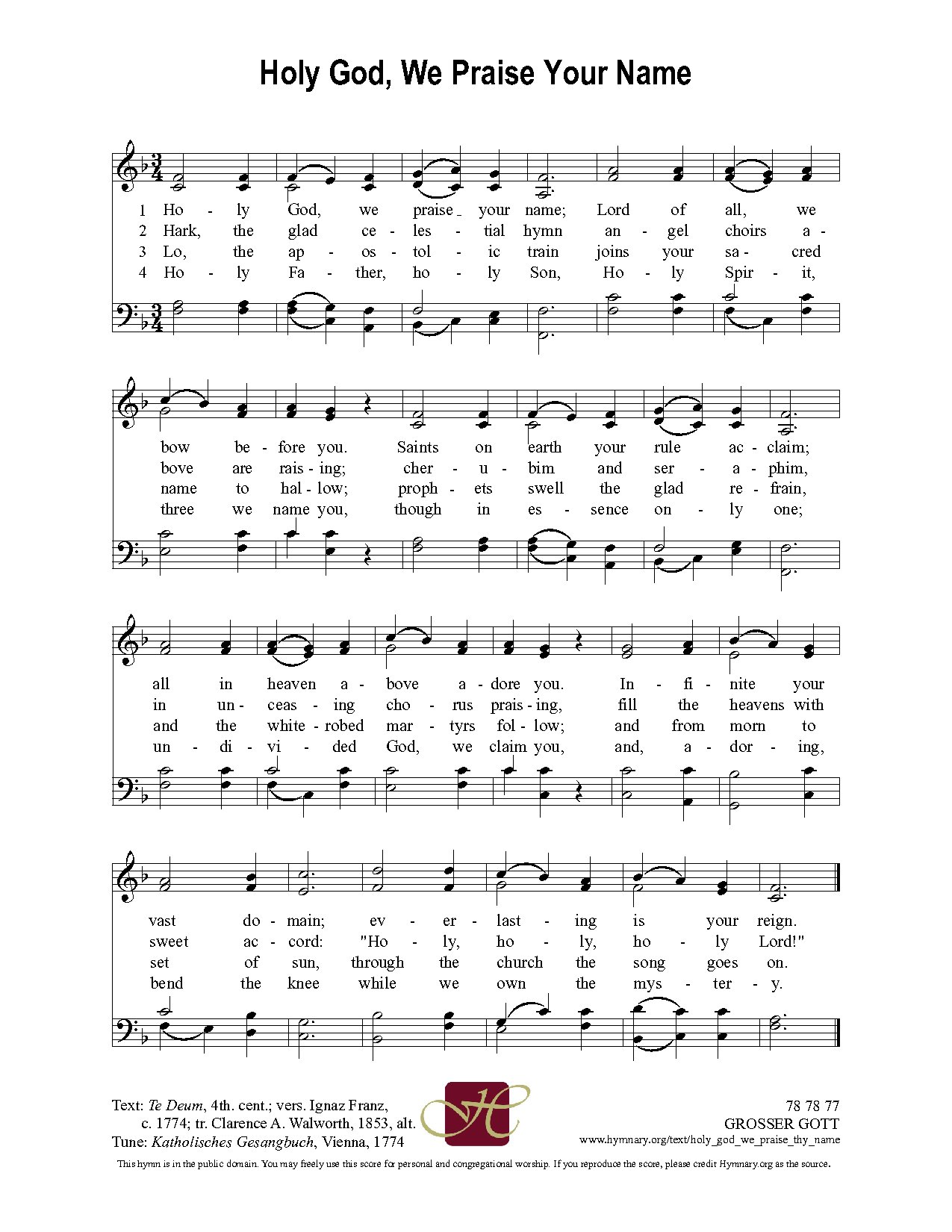 Holy God, We Praise Your Name - Download Choir Script PDF