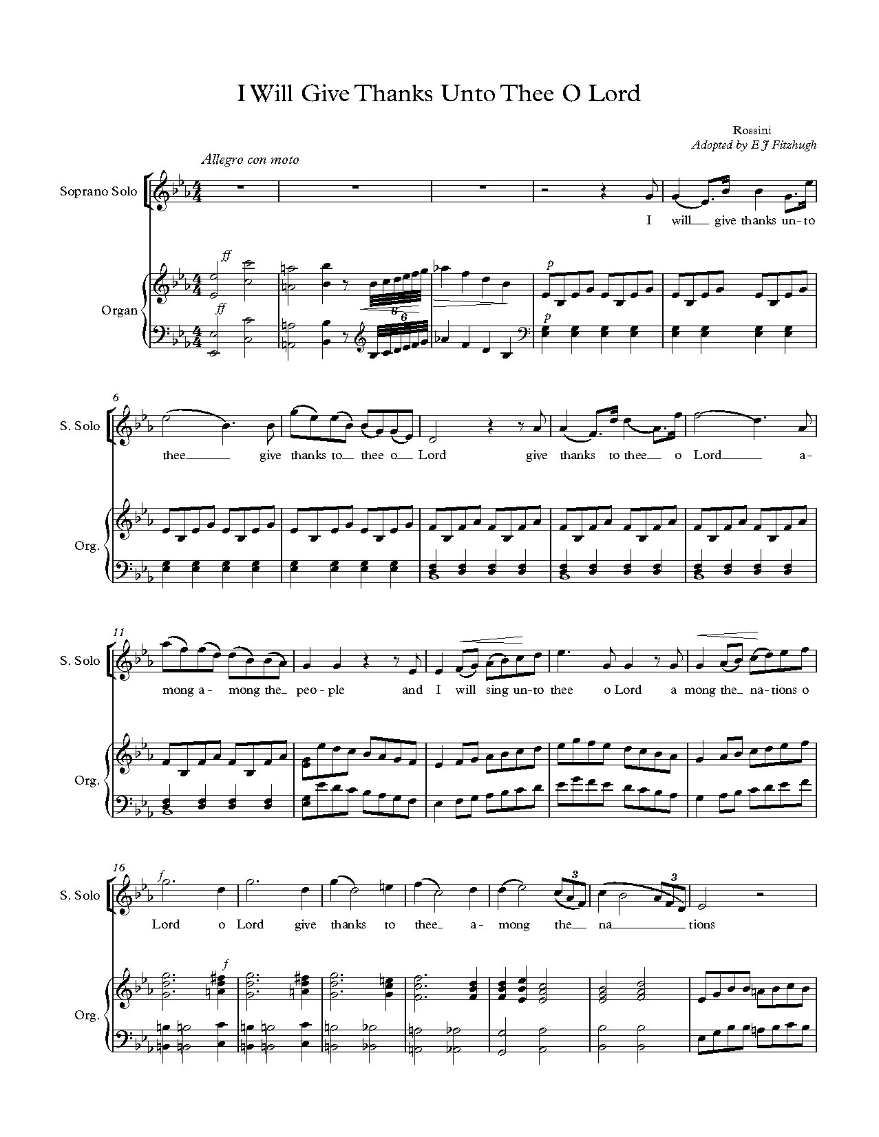 I Will Give Thanks In Staff - Download Choir Script PDF