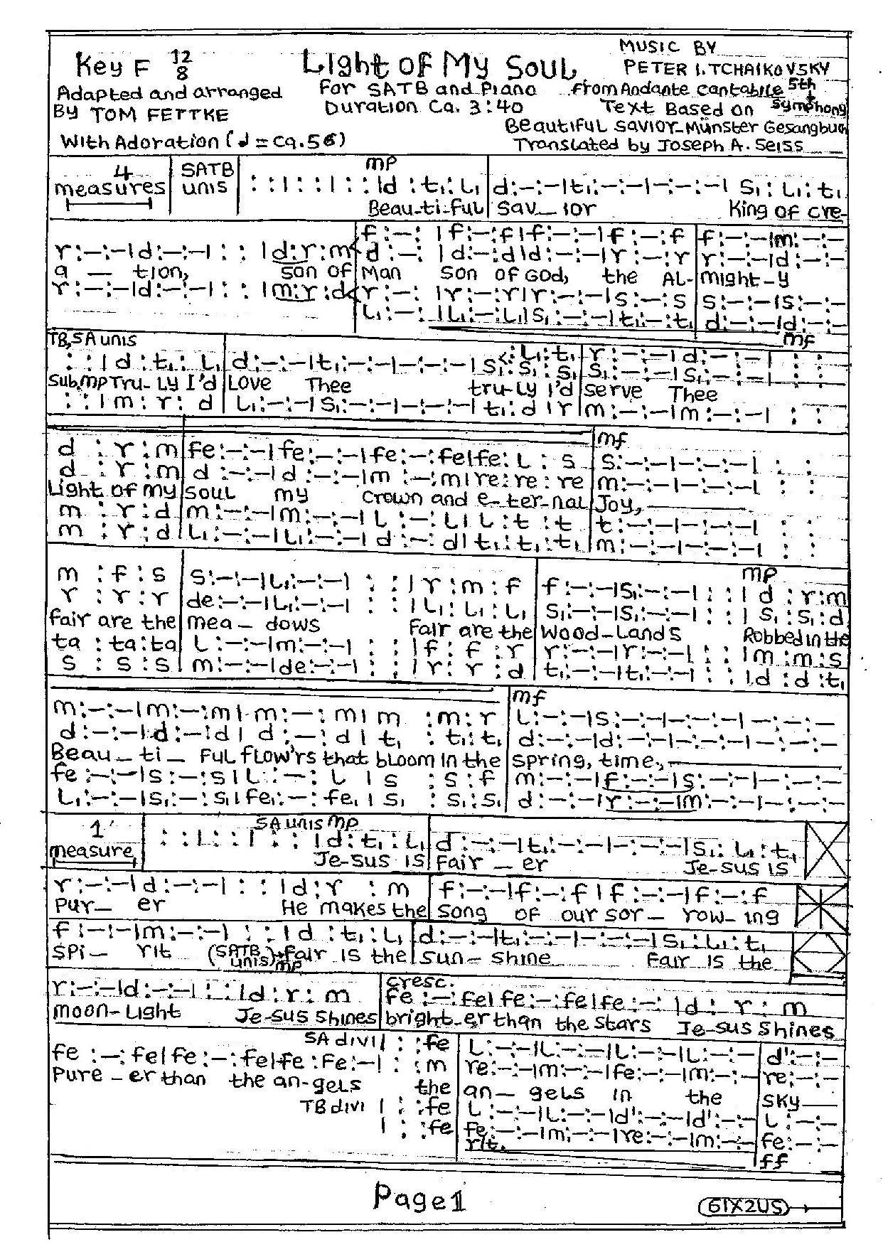 Light Of My Soul Tom Fettke - Download Choir Script PDF