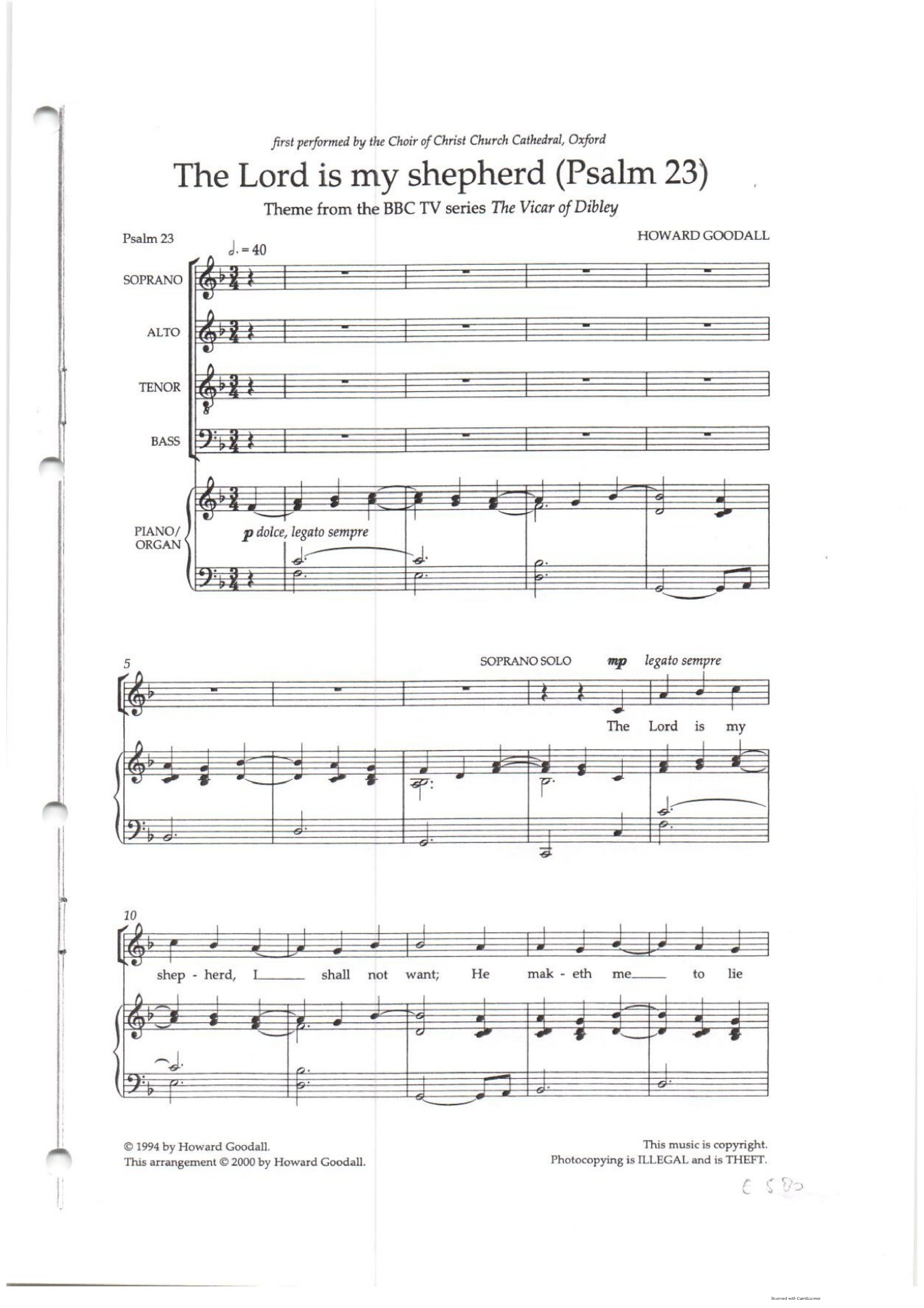 Goodall-the-lord-is-my-sheperd - Download Choir Script PDF